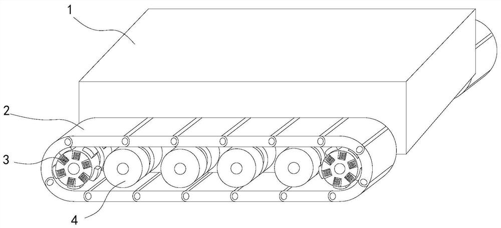 A crawler-type agricultural machinery walking mechanism with a broken function of preventing chain detachment