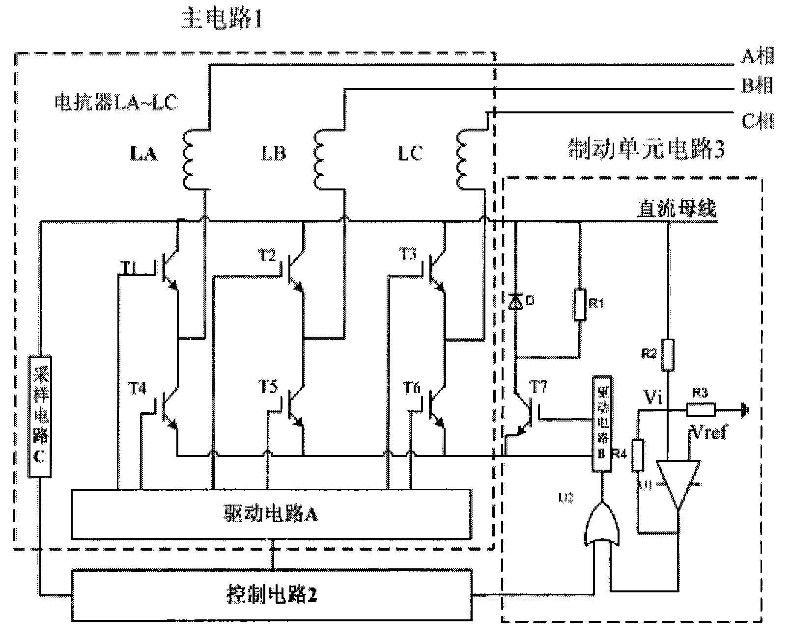 Control system for energy feedback-brake unit integrated machine of frequency conversion elevator