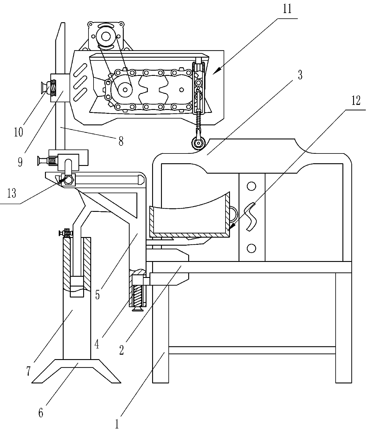 Automatic grinding machine for arc-shaped corner of chair backrest