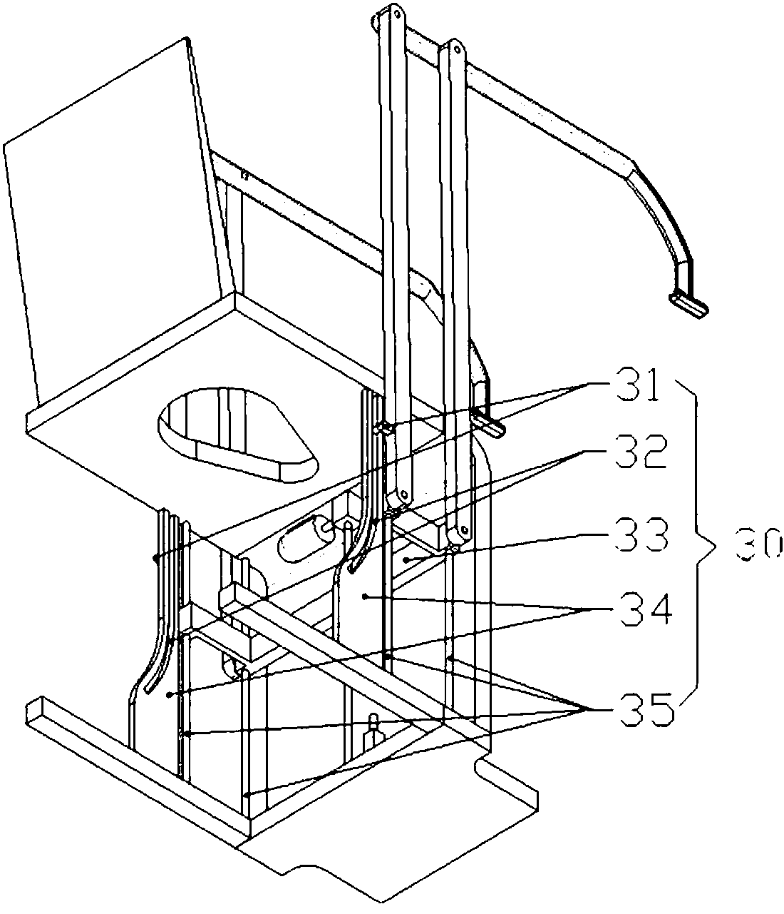 A double-link power-assisted toilet