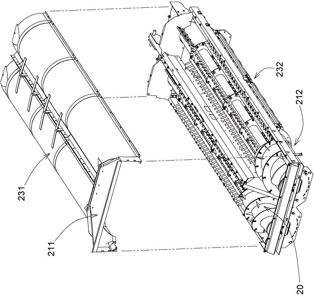 Threshing and separating device and combine harvester with threshing and separating device