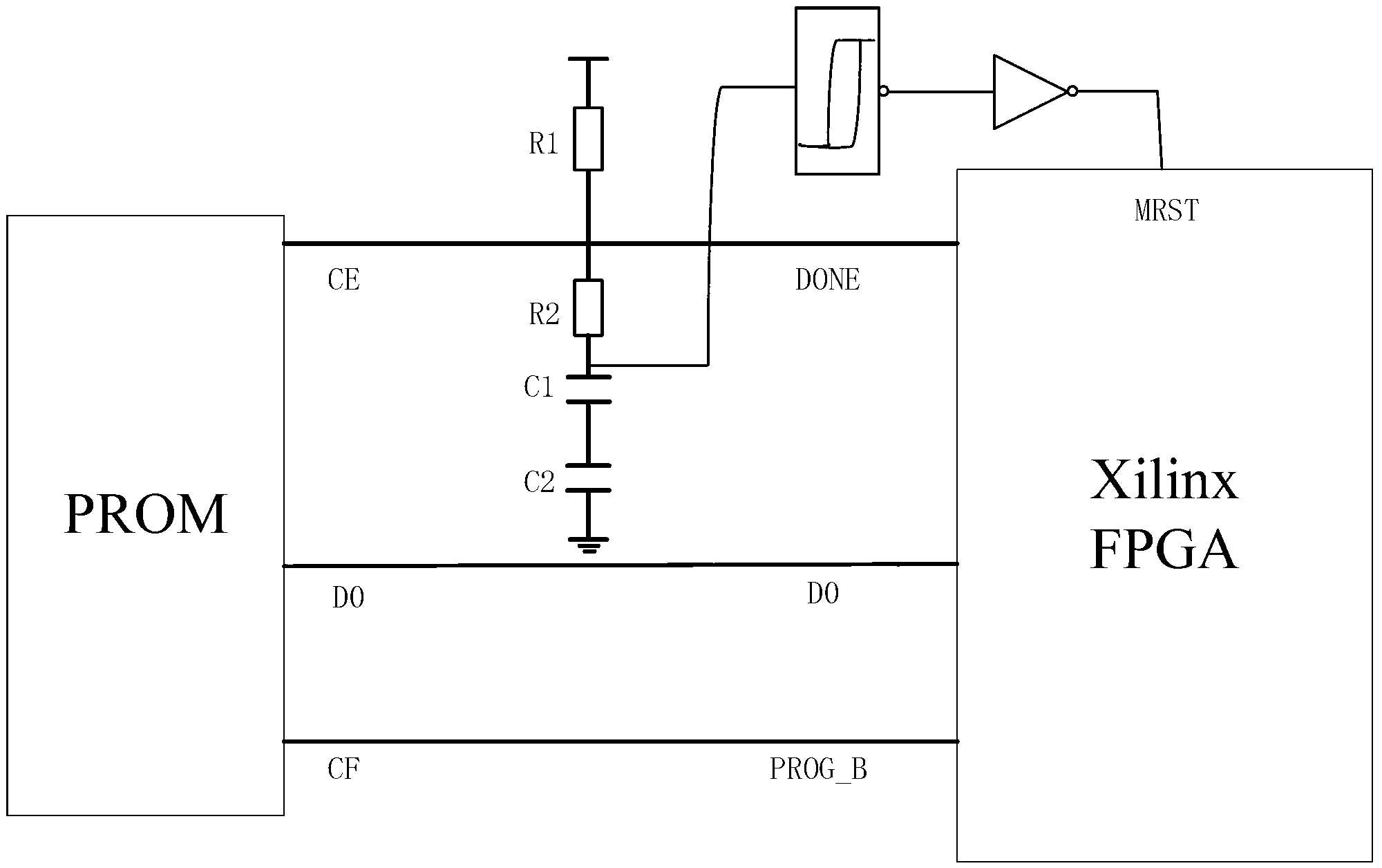 Modified Xilinx FPGA power-on reset circuit