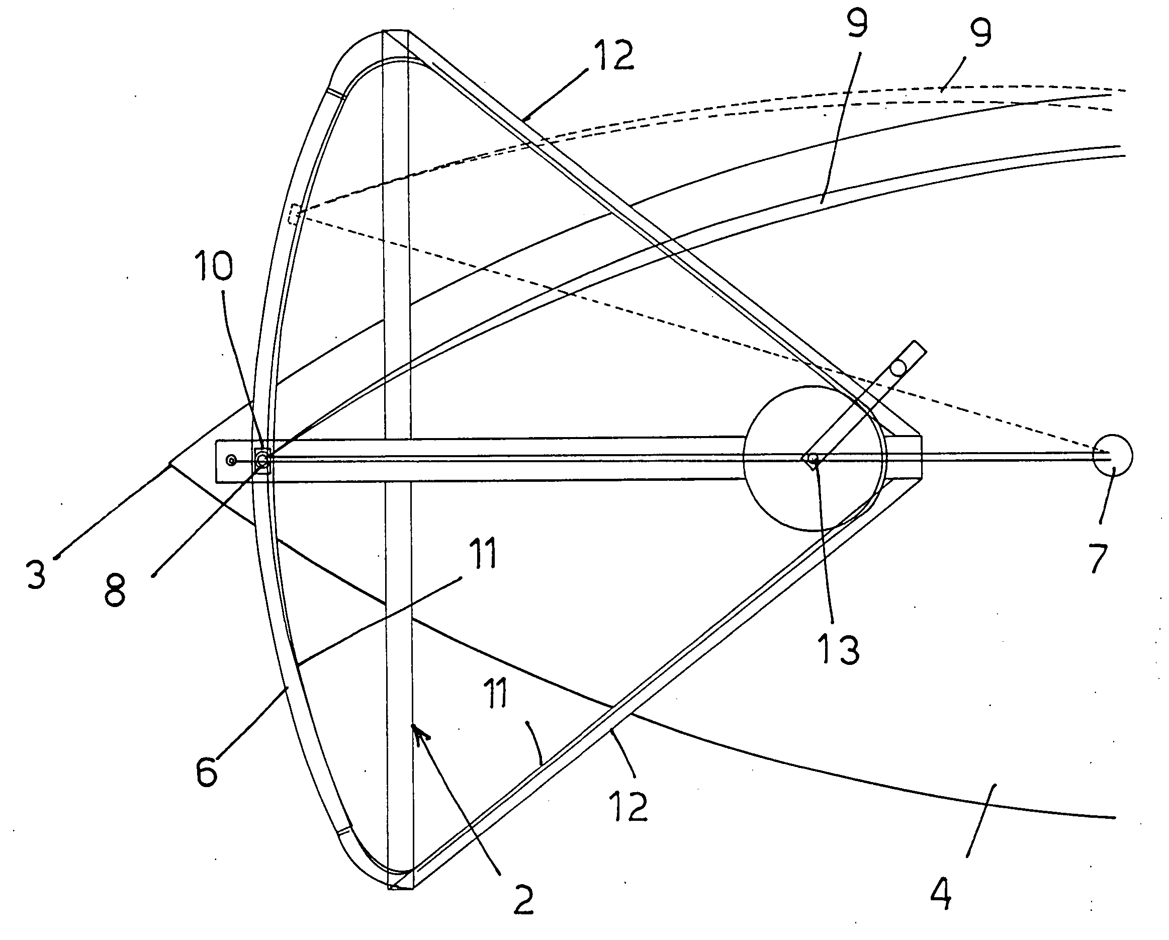 Nautical device for adjusting the bow sail of a sail boat