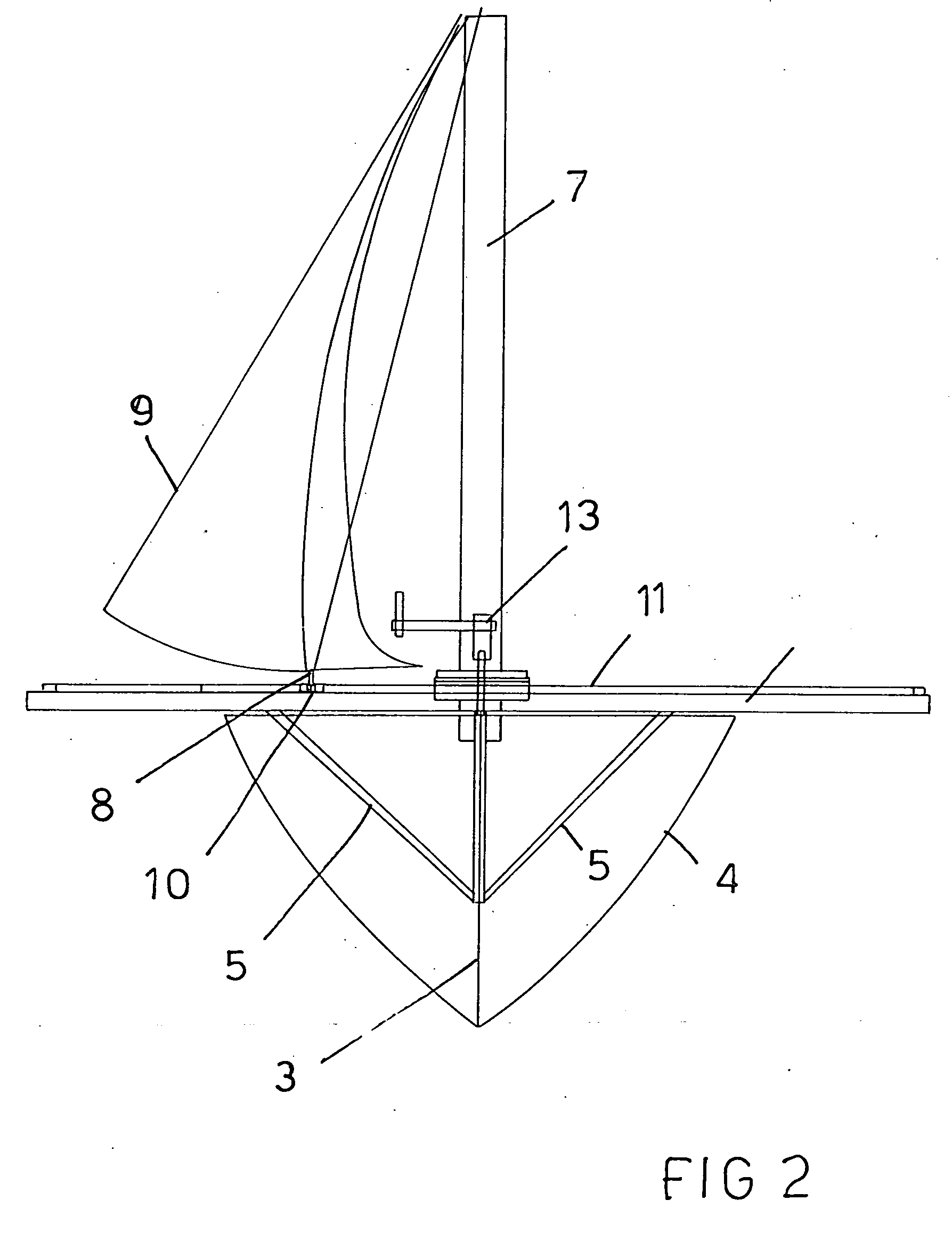 Nautical device for adjusting the bow sail of a sail boat