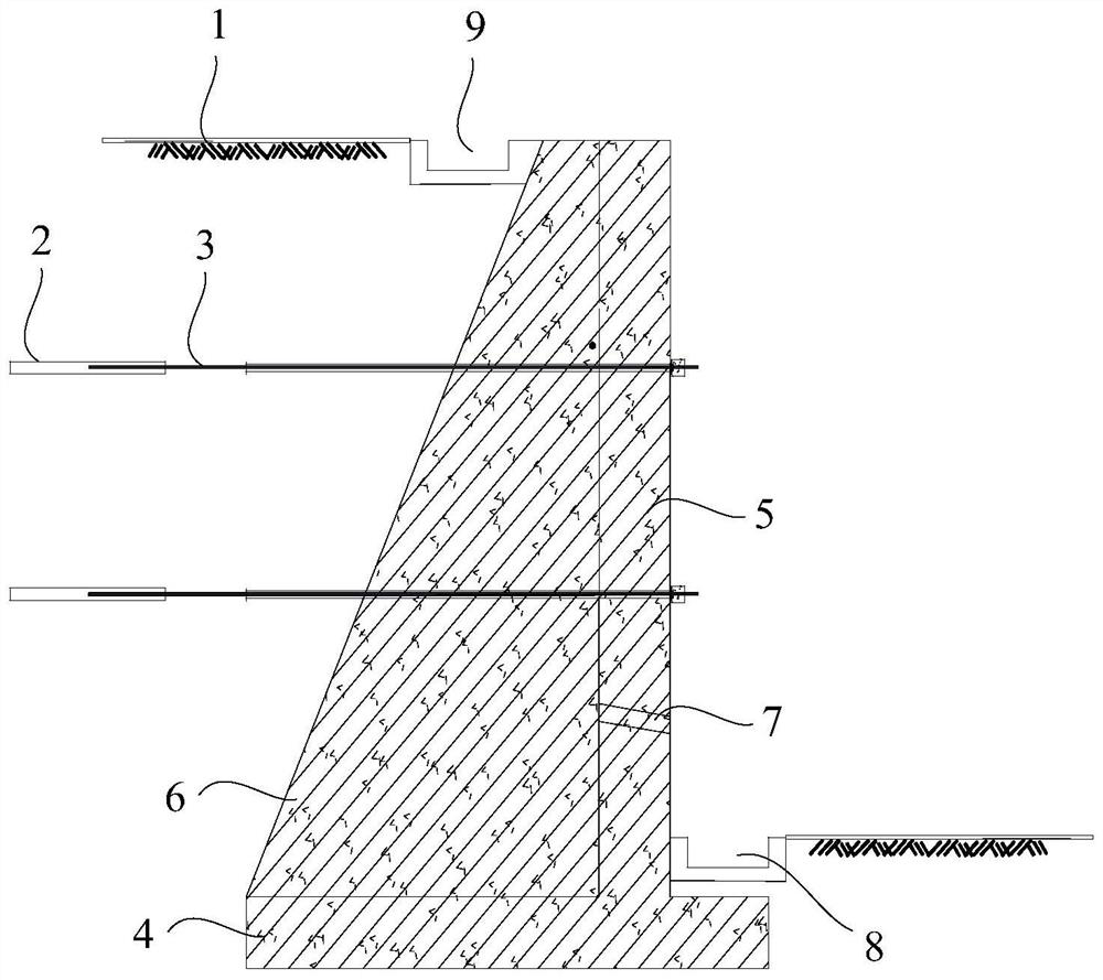 Dividing wall anchoring type supporting structure and construction method thereof