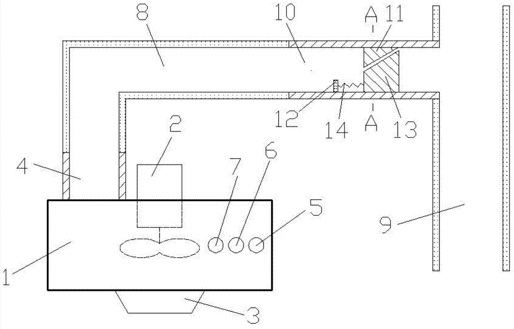 Kitchen gas discharge system with trapezoidal movement body