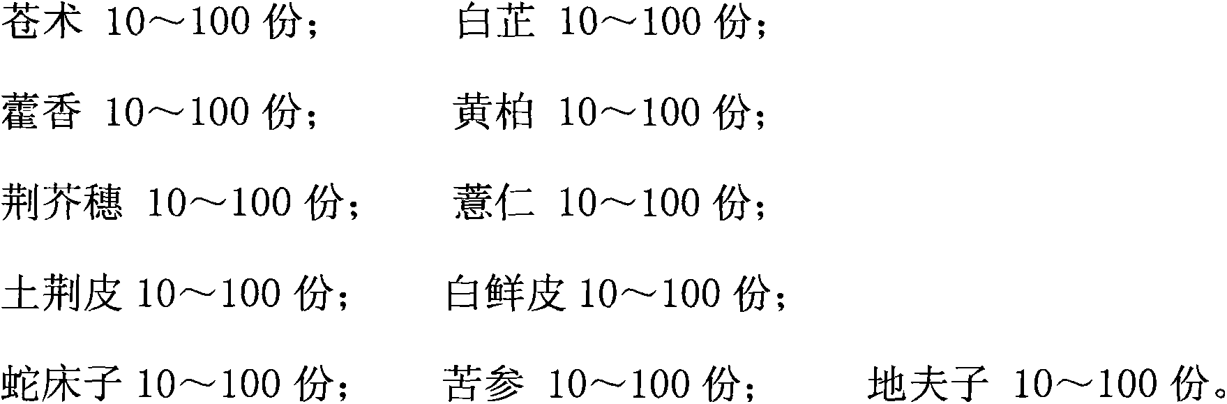 Traditional Chinese medicine composition for treating tinea pedis and preparation method thereof