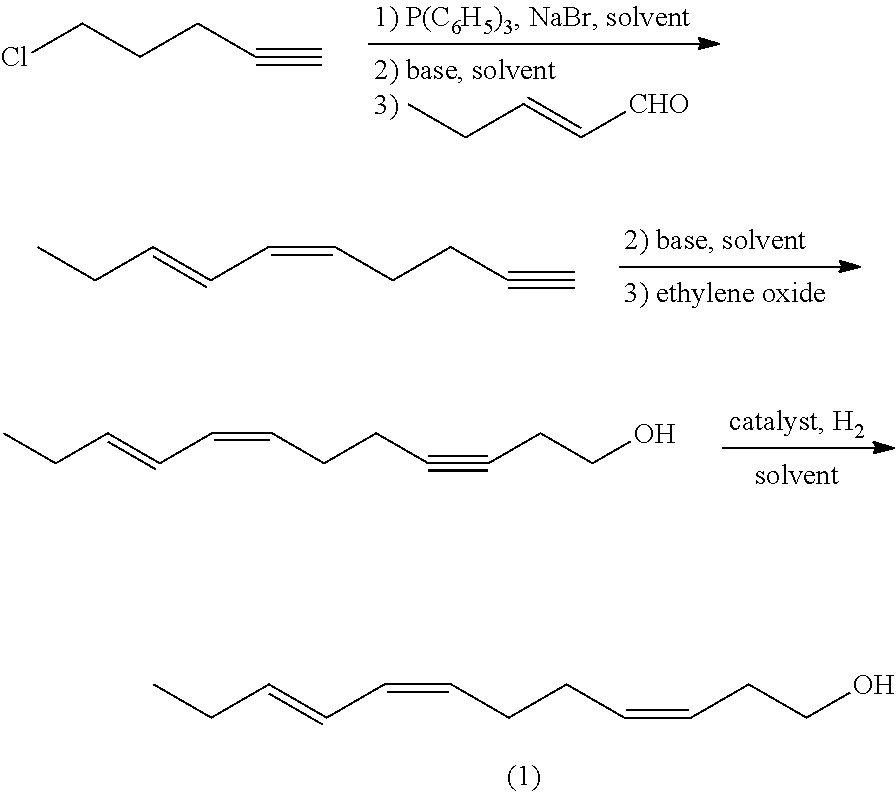 (z,z,e)-1-chloro-6,10,12-pentadecatriene and method for preparing (z,z,e)-7,11,13-hexadecatrienal by using same