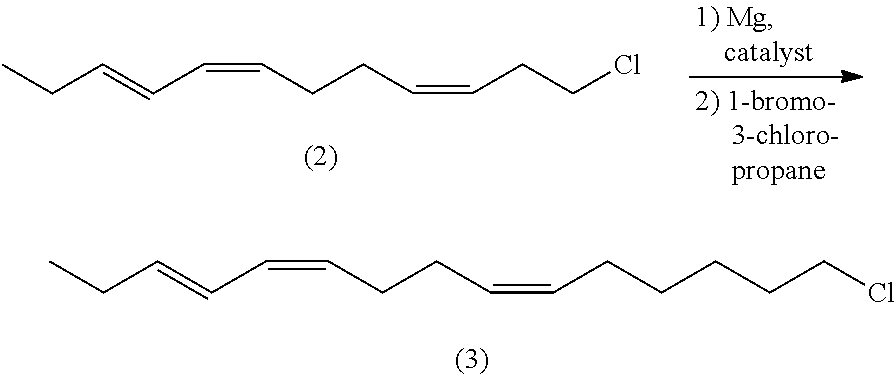 (z,z,e)-1-chloro-6,10,12-pentadecatriene and method for preparing (z,z,e)-7,11,13-hexadecatrienal by using same