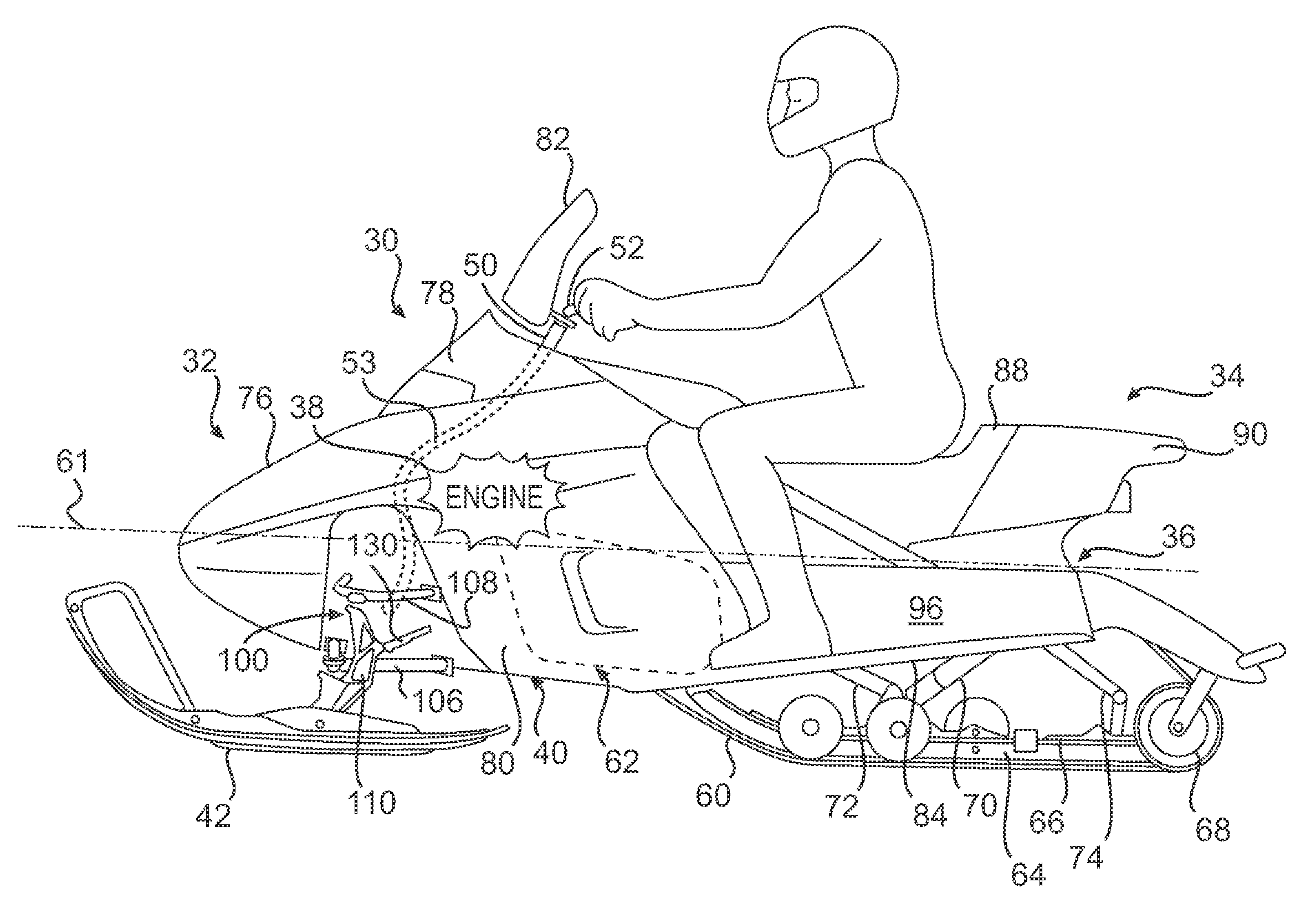 Snowmobile front suspension