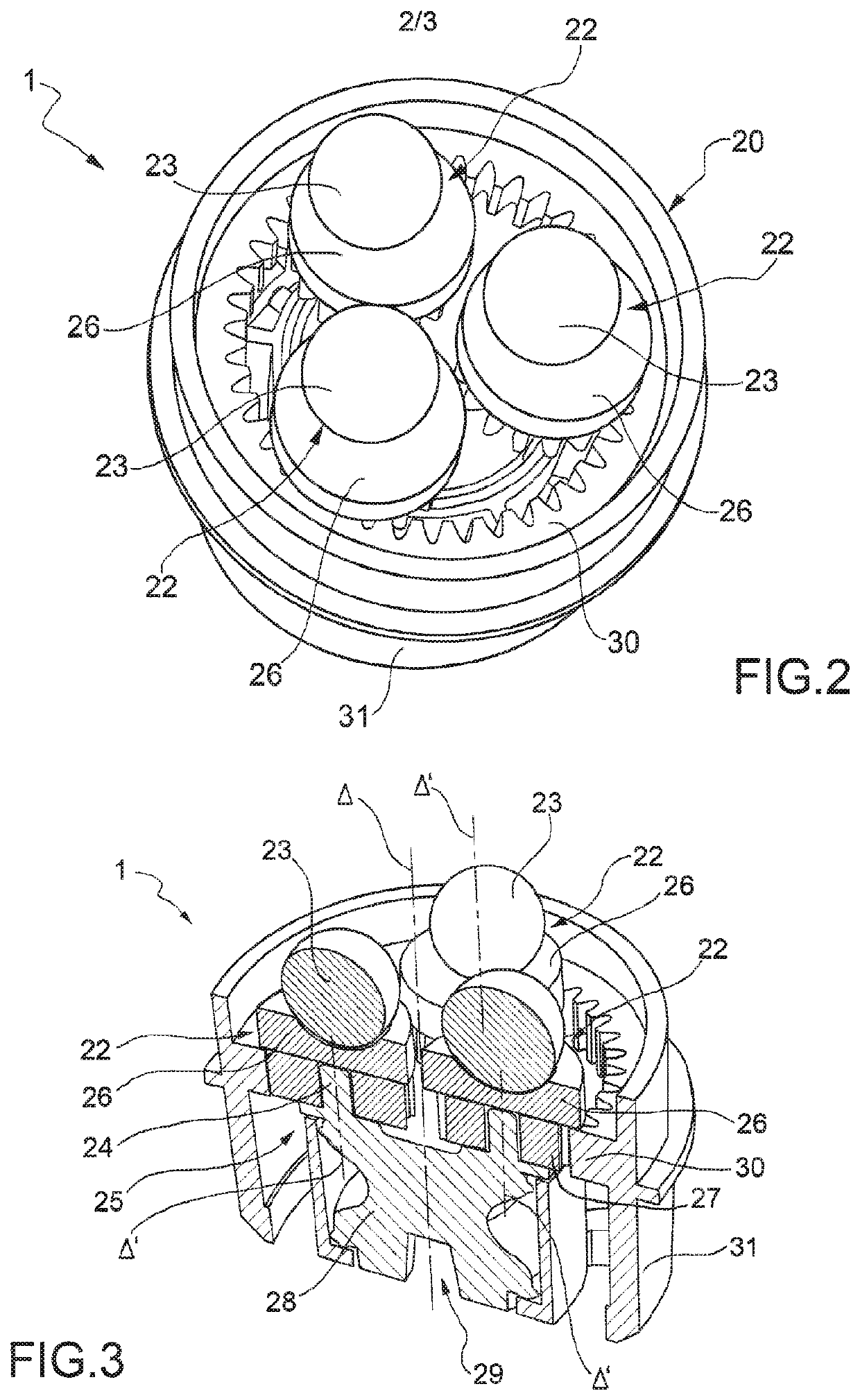 Massage device with at least one massage head having eccentric rotation