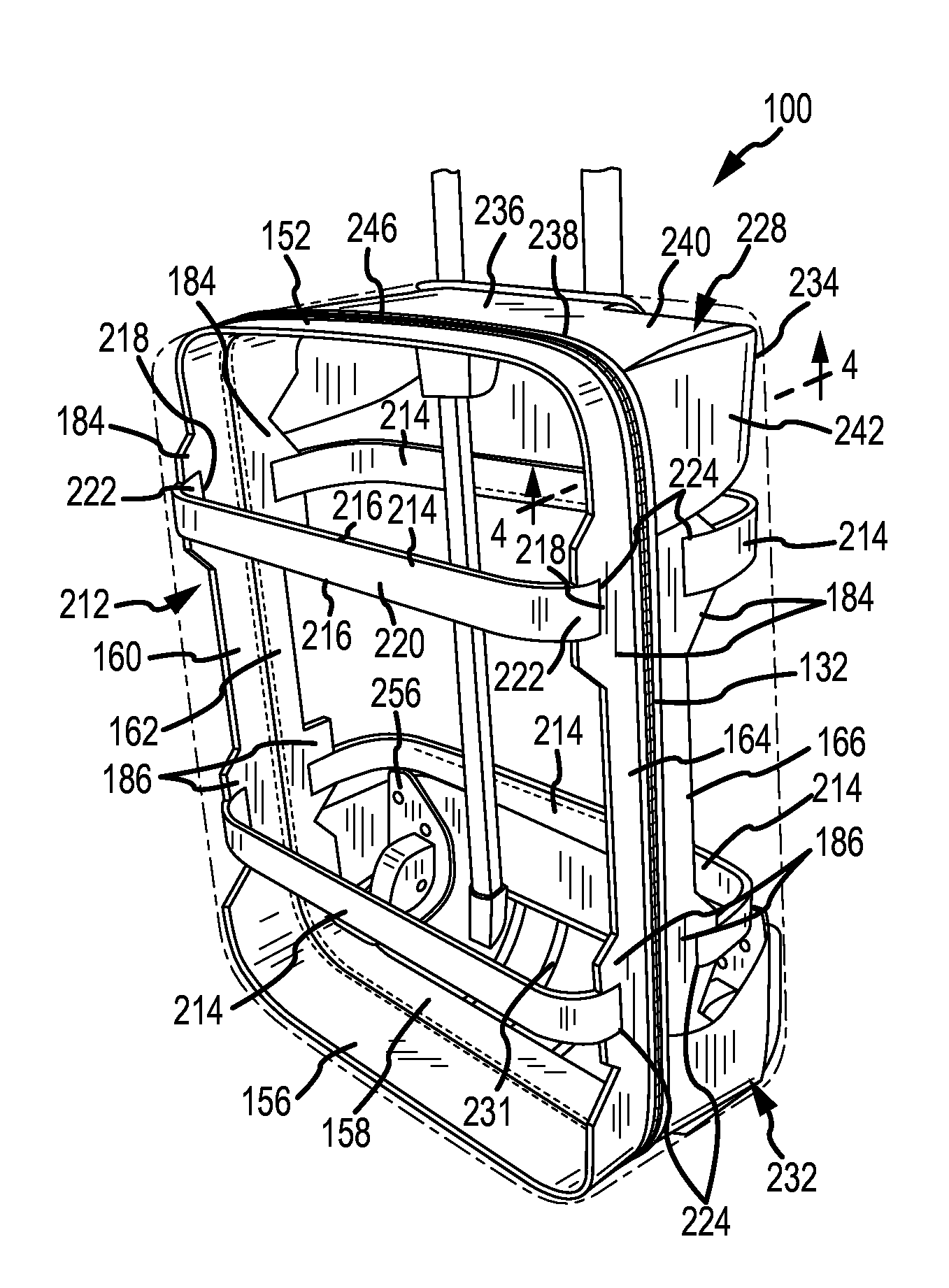 Frame structure for a luggage item