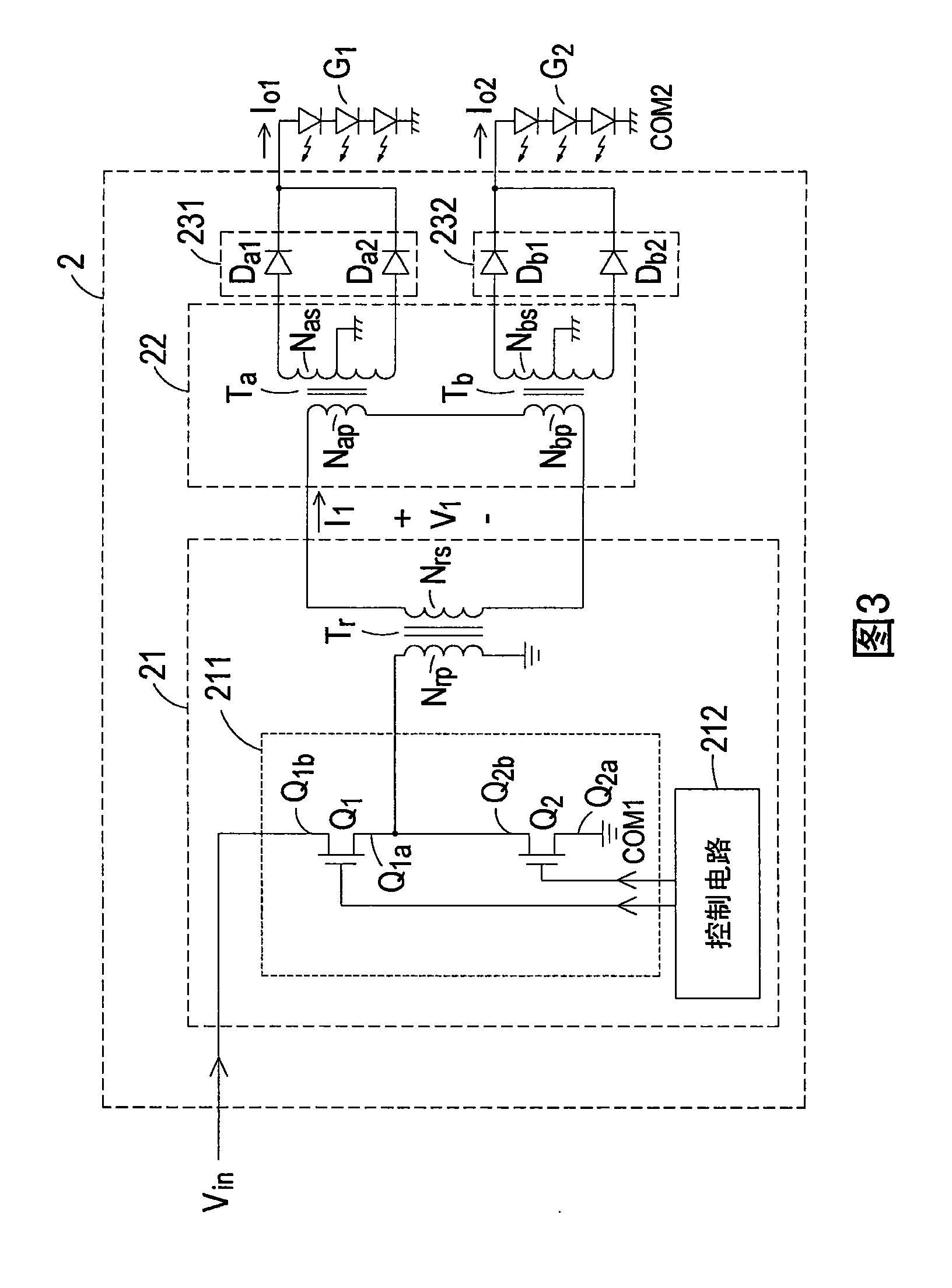 Current-balancing supply circuit with multiple groups of DC loads