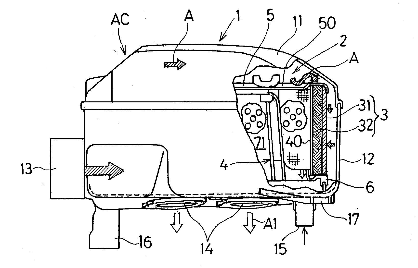 Air cleaner for combustion engine