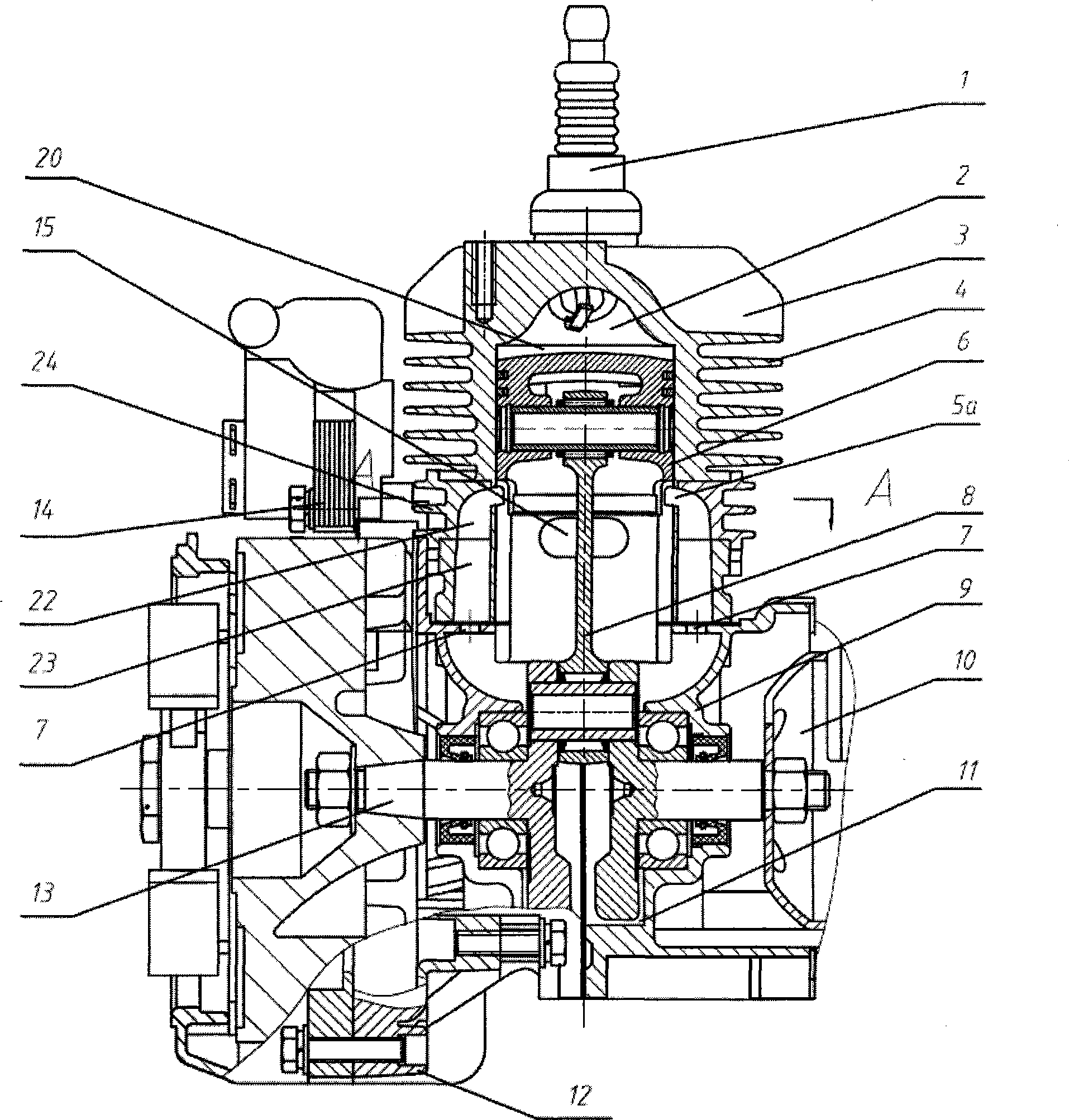 Low-discharge two-stroke gasoline engine