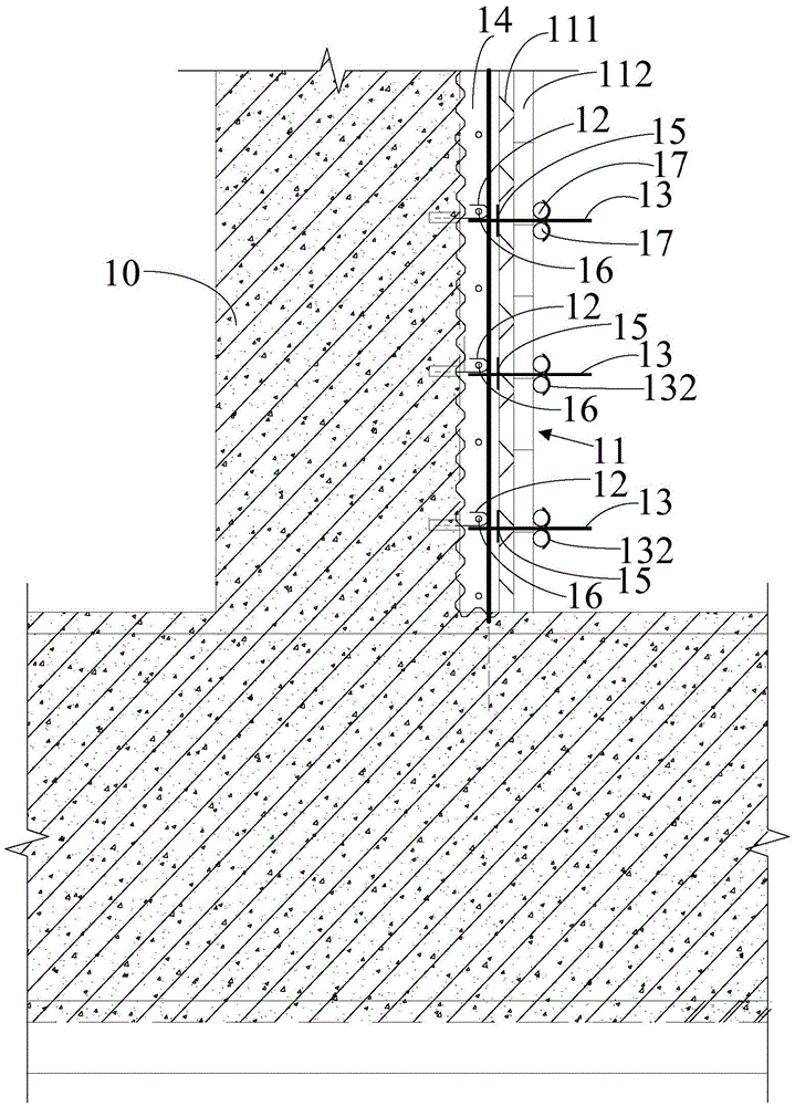 One-side support formwork structure for enlarging section and strengthening construction and construction method