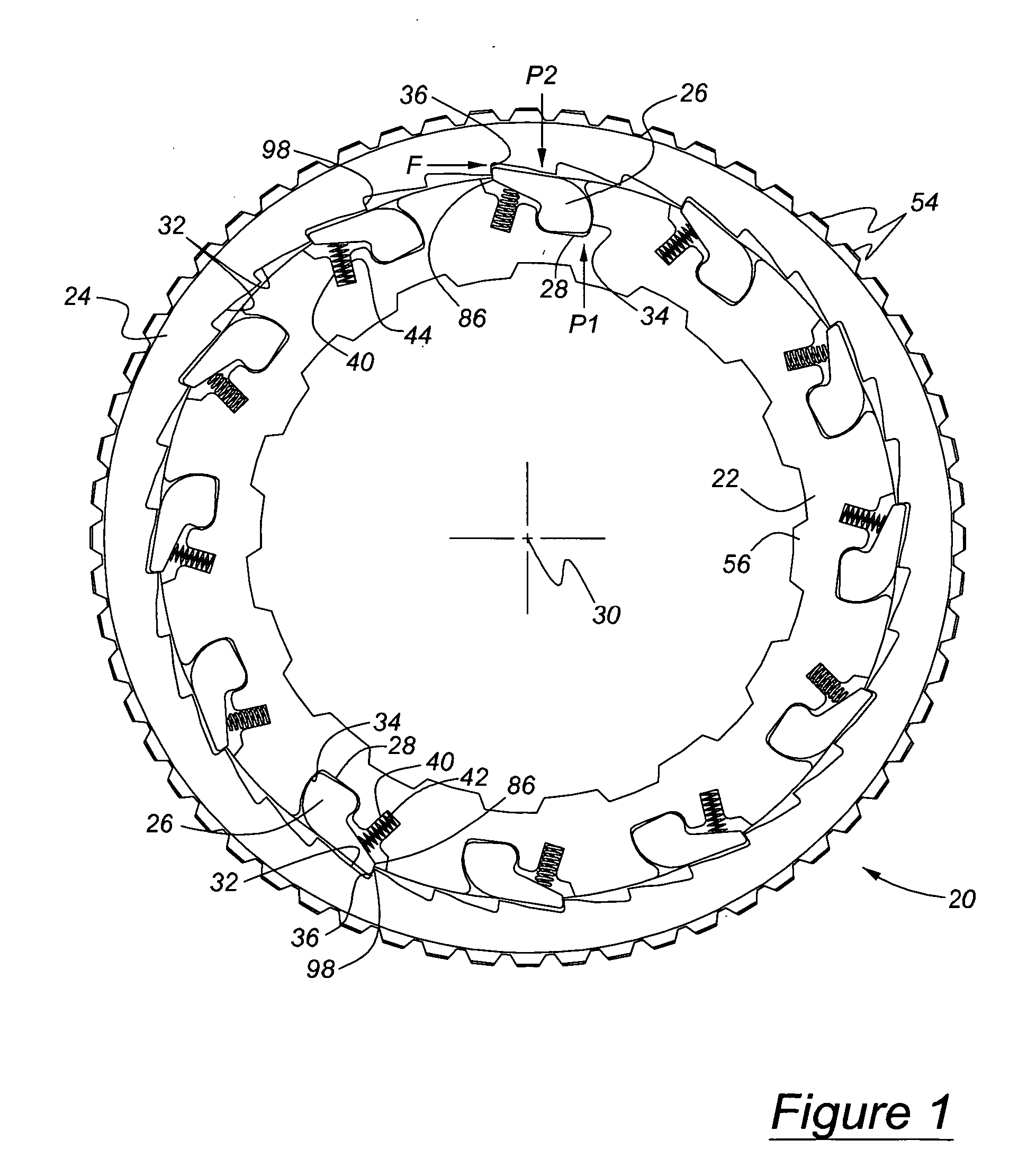 Ratcheting one-way clutch having piloted surfaces