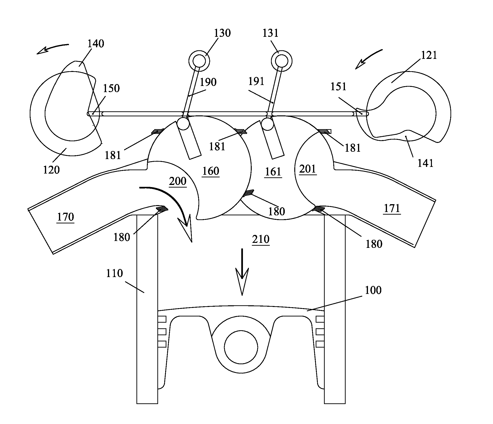 Internal combustion engine with direct air injection and pivoting valve