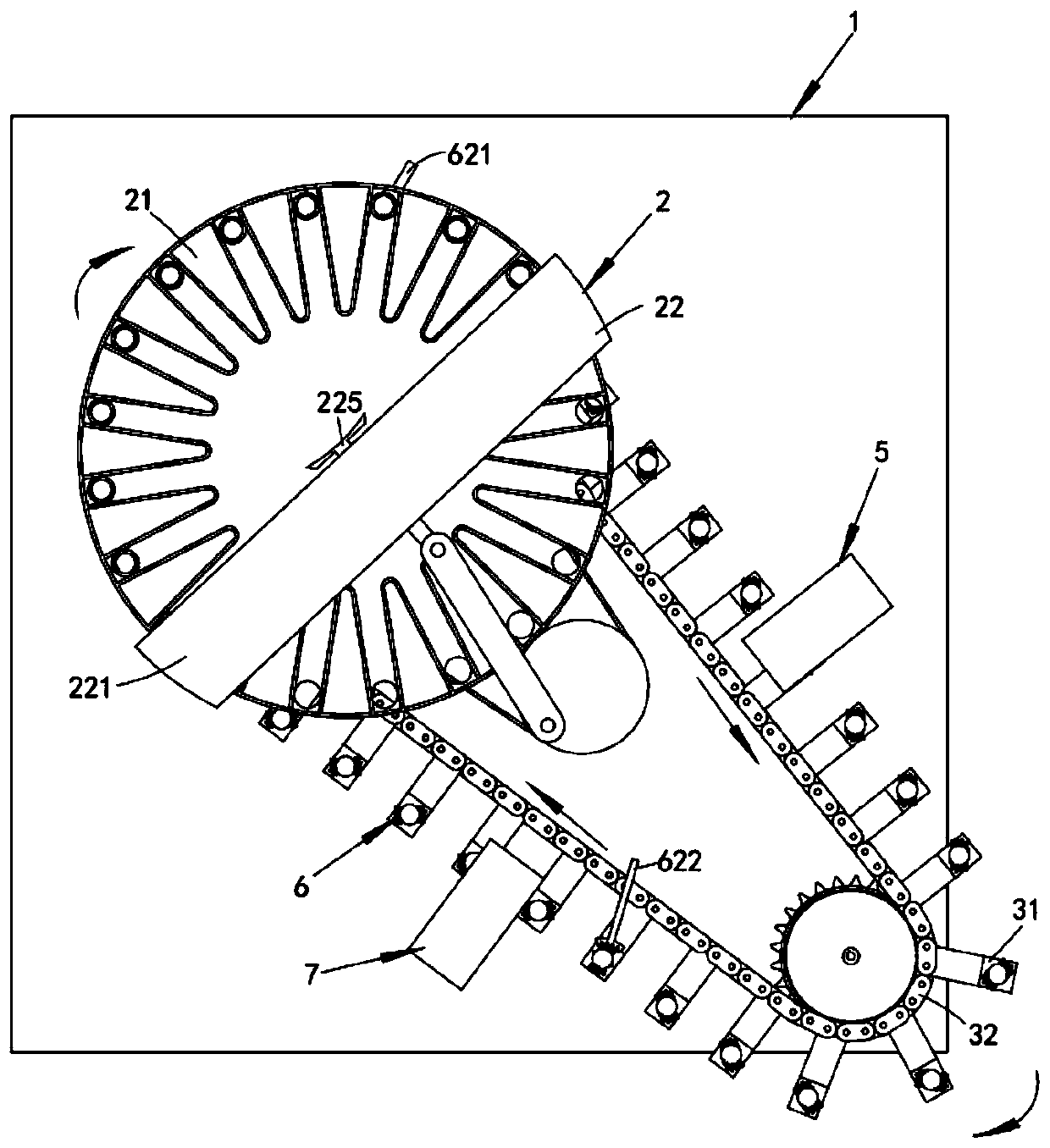 Forward bottle cap conveying and coding device