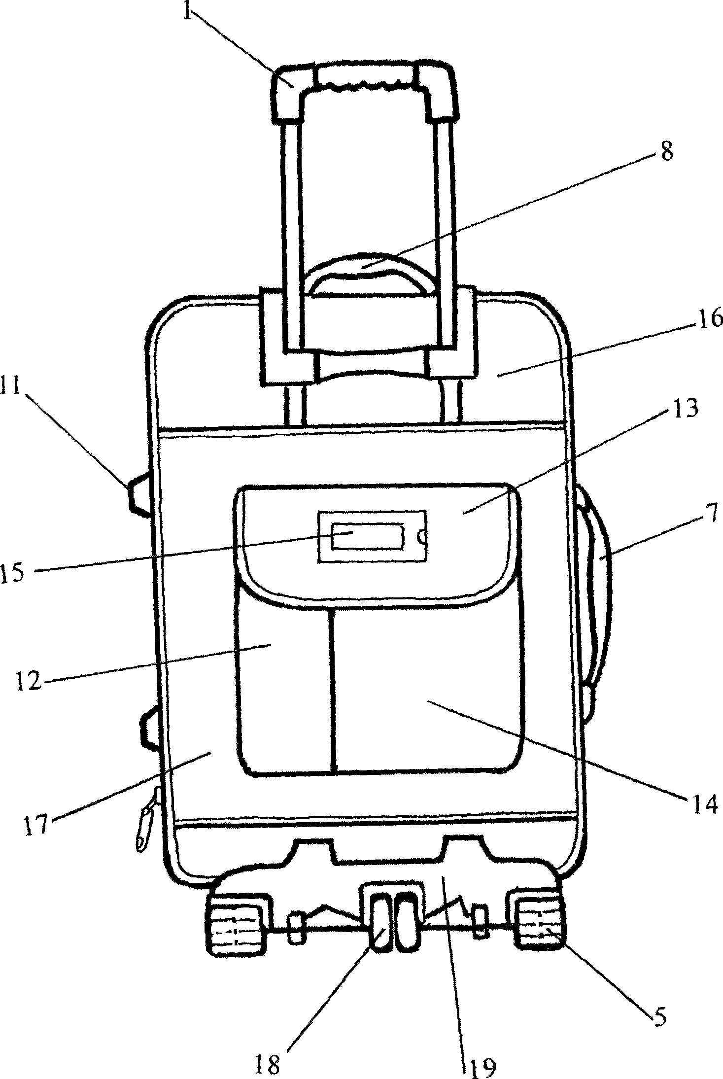 Draw bar box with two back-attached bags