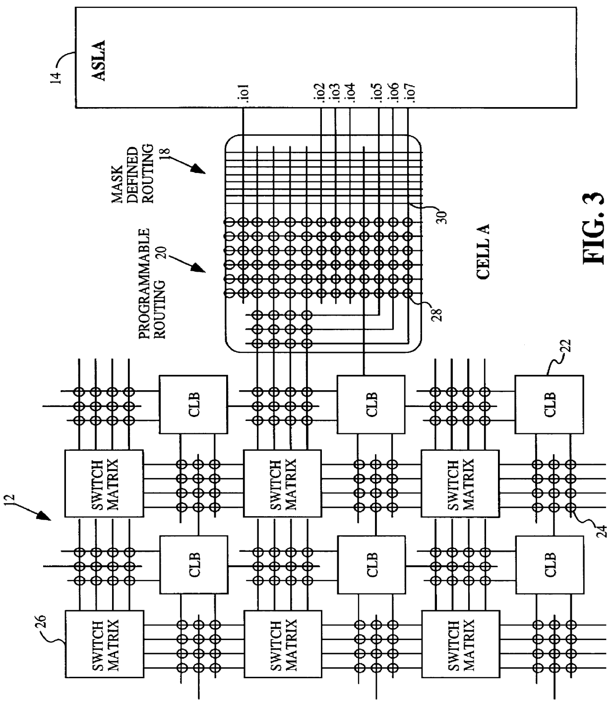 Integrated circuit with field programmable and application specific logic areas
