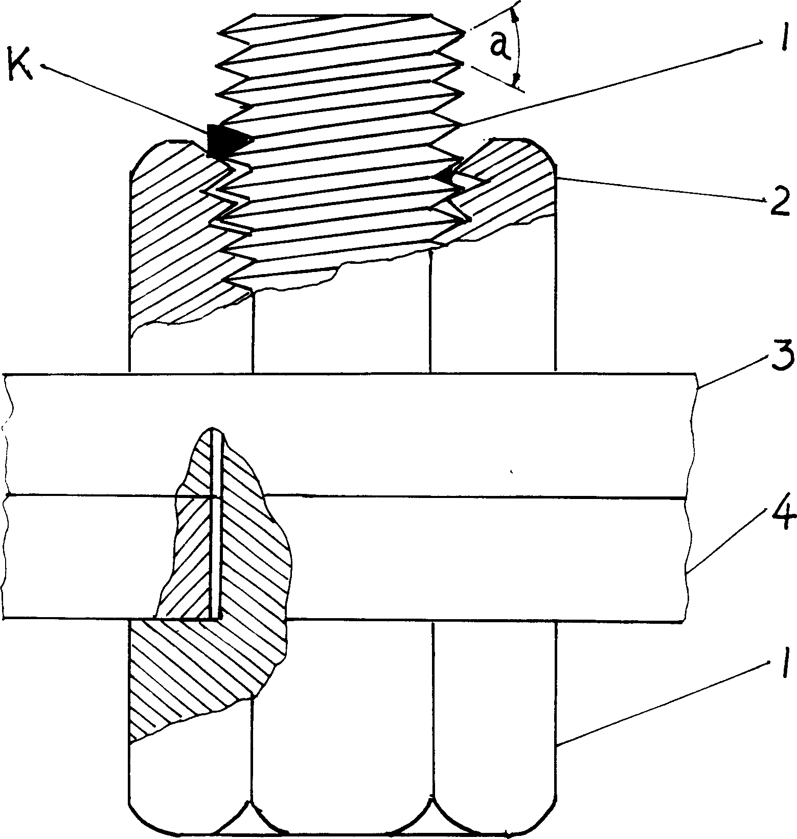 Screw module with rivet function matched with nut and slope back stop jump ring and using method