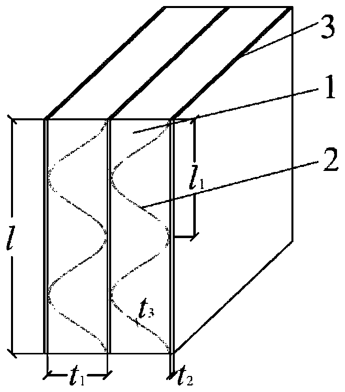 Corrugated lattice web reinforced composite material sandwich structure and preparation method thereof