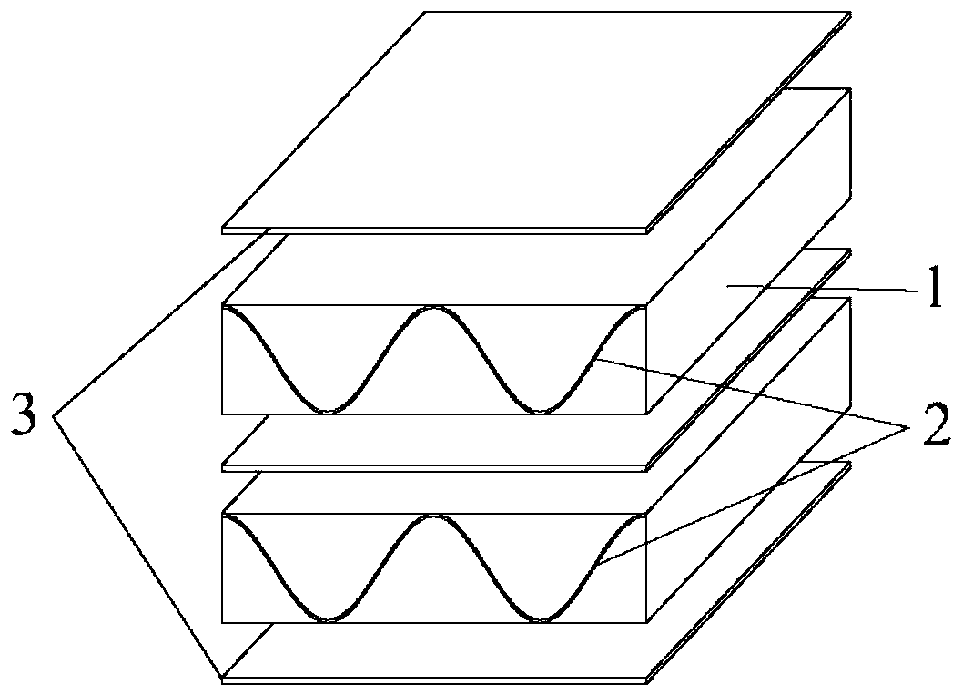 Corrugated lattice web reinforced composite material sandwich structure and preparation method thereof