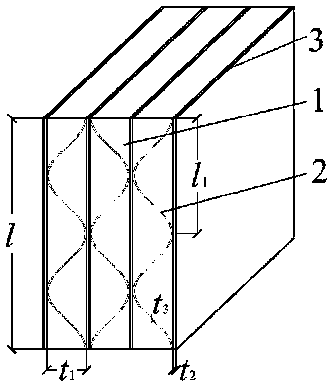 Corrugated lattice web reinforced composite material sandwich structure and preparation method thereof