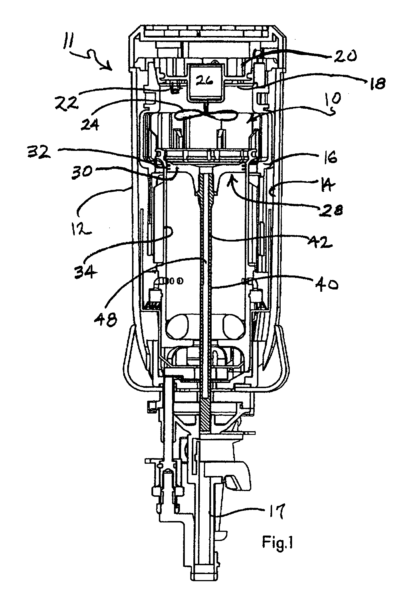 Driver blade with auxiliary combustion chamber for combustion powered fastener-driving tool
