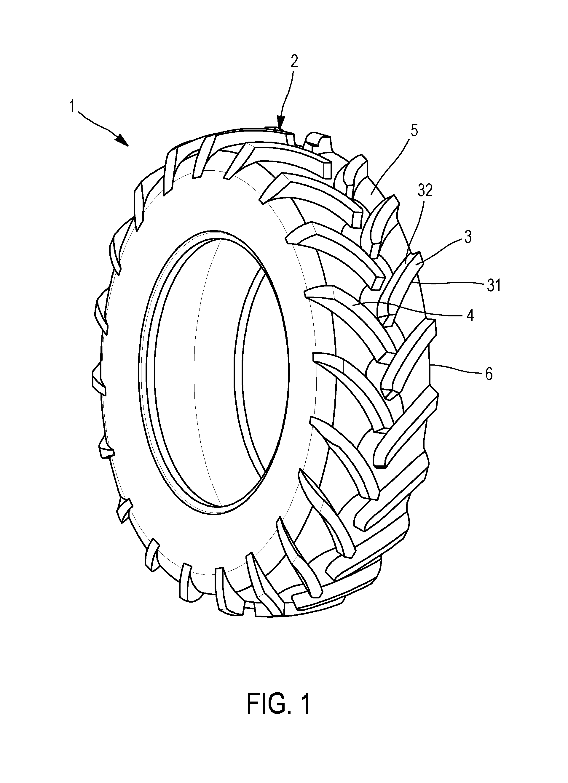 Tire tread for a farm tractor