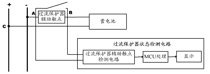 Method and device for detecting state of overcurrent protector of battery