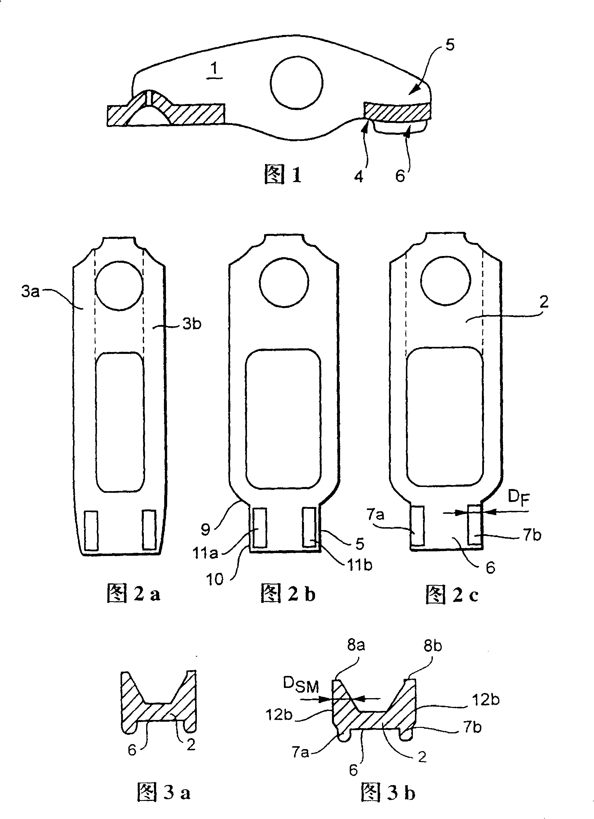 Lever-shaped metal sheet cam component