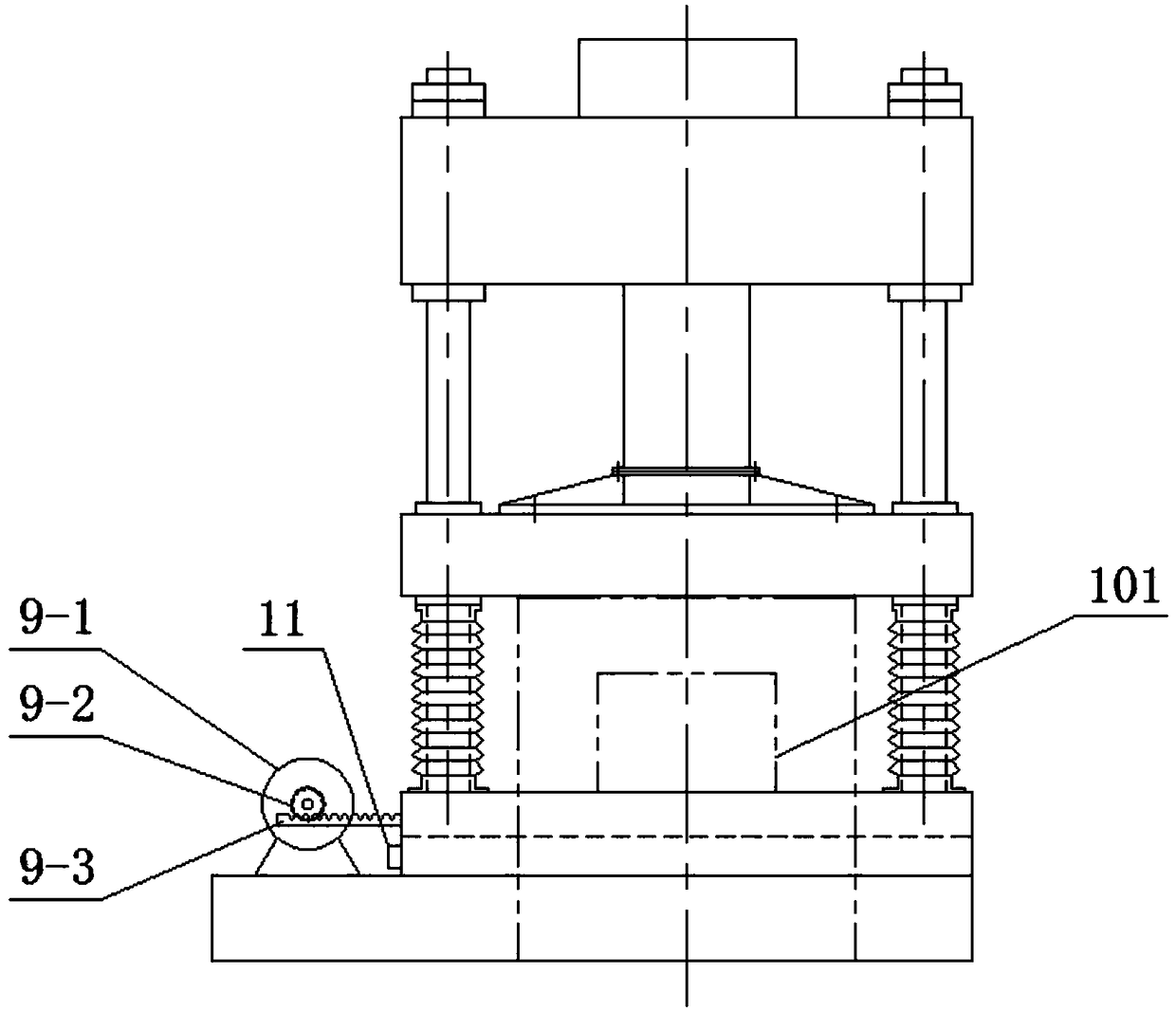 Oil press with functions of buffering, noise reduction and convenient mold mounting and dismounting