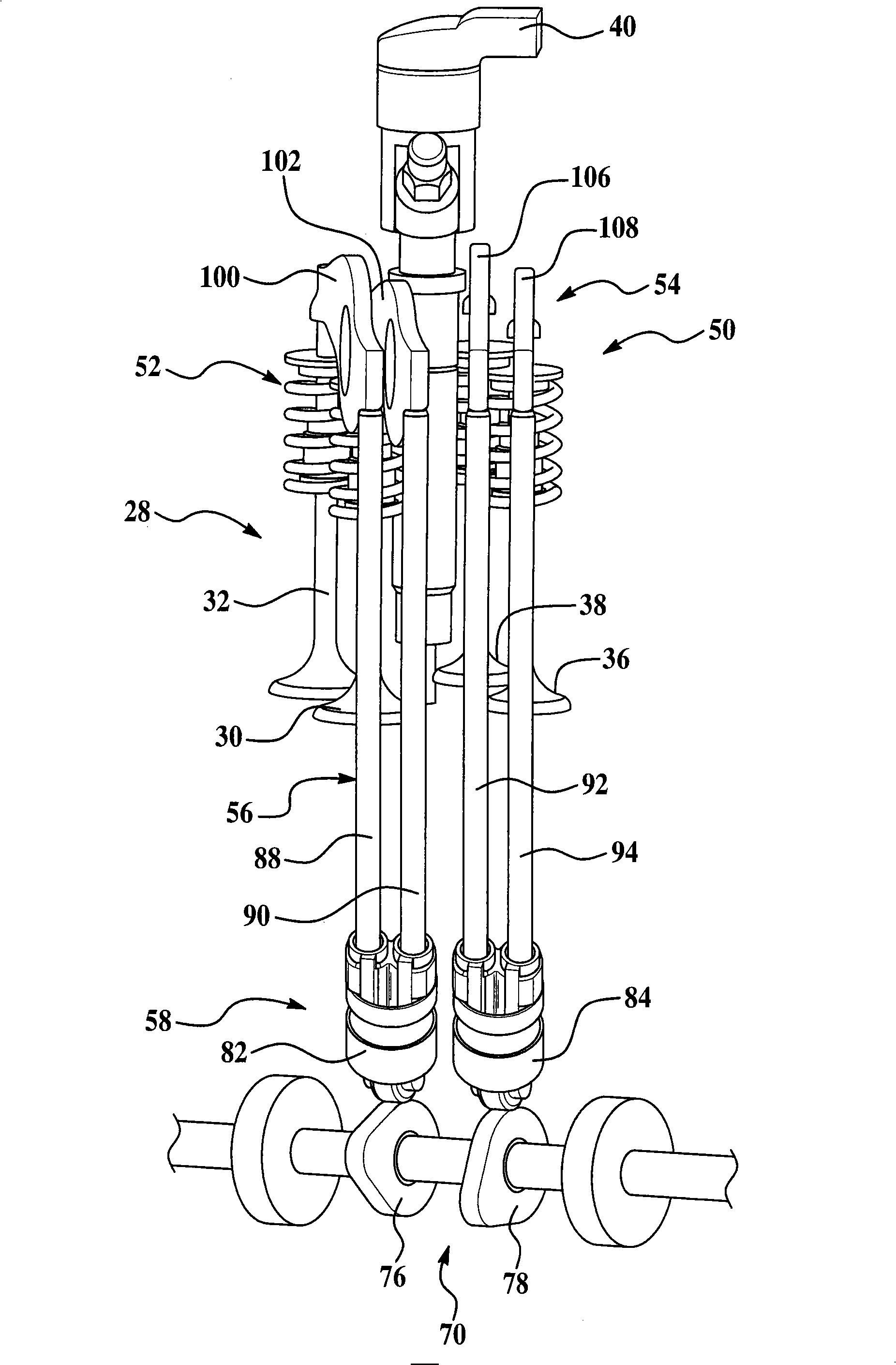 Engine with double-push bar tappet rod and stand-alone interstice regulator, and air valve mechanism thereof