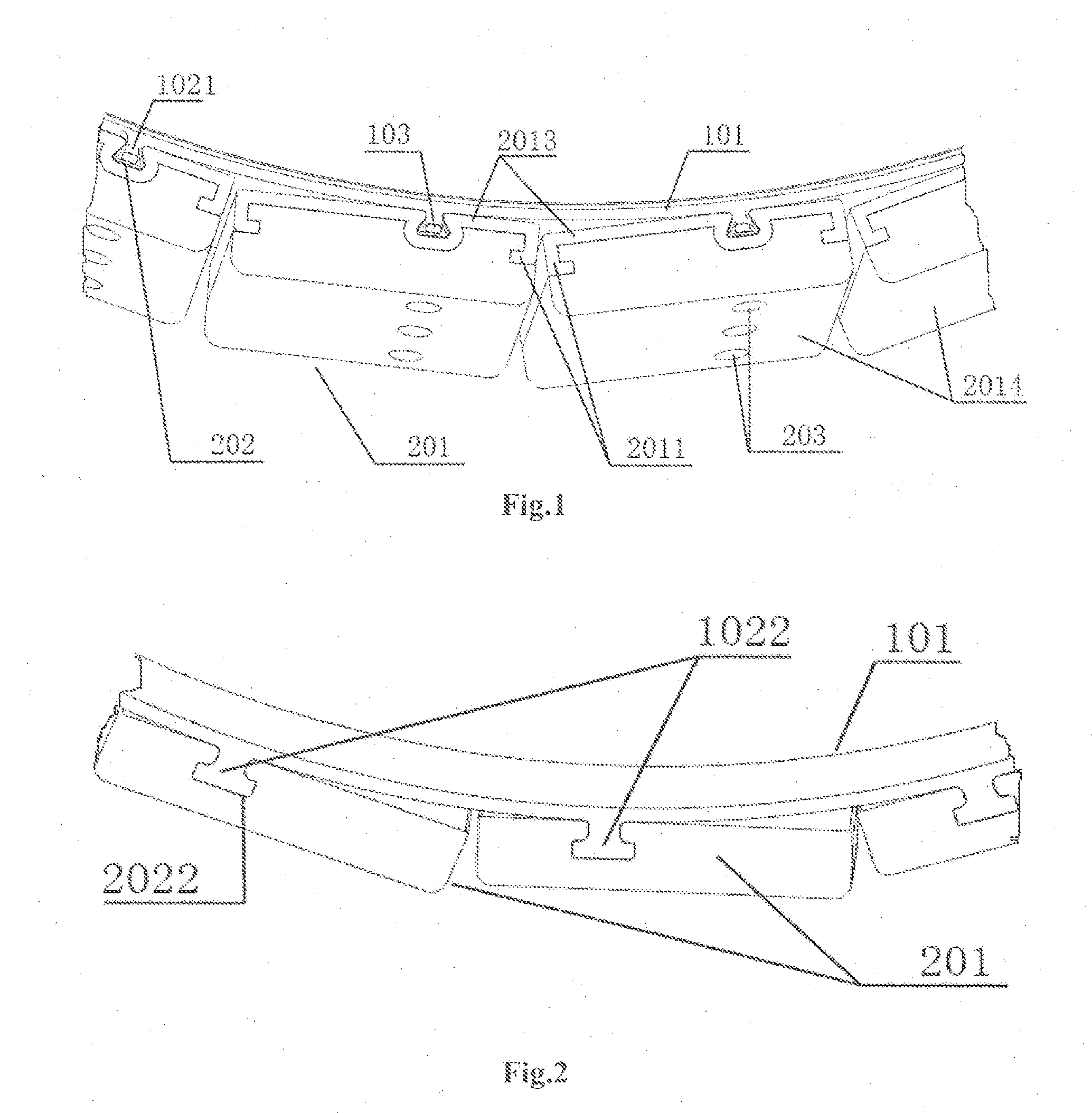 Track wheel with division of work between track and chain, methods for fitting pitch rails to flexible chain and for buffering pre-stress, and open-close type wheel axle
