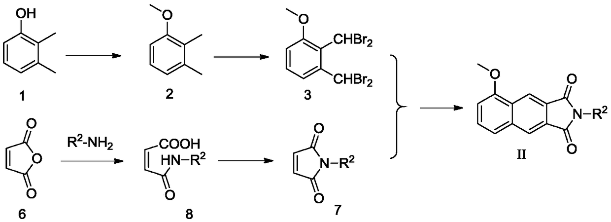 2, 3-naphthalenedicarboximide derivative, and preparation method and applications thereof