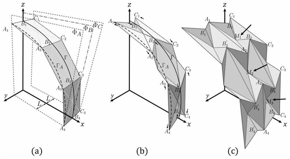Modeling method of Waterbomb paper folding structure with generalized cylinder geometrical characteristics
