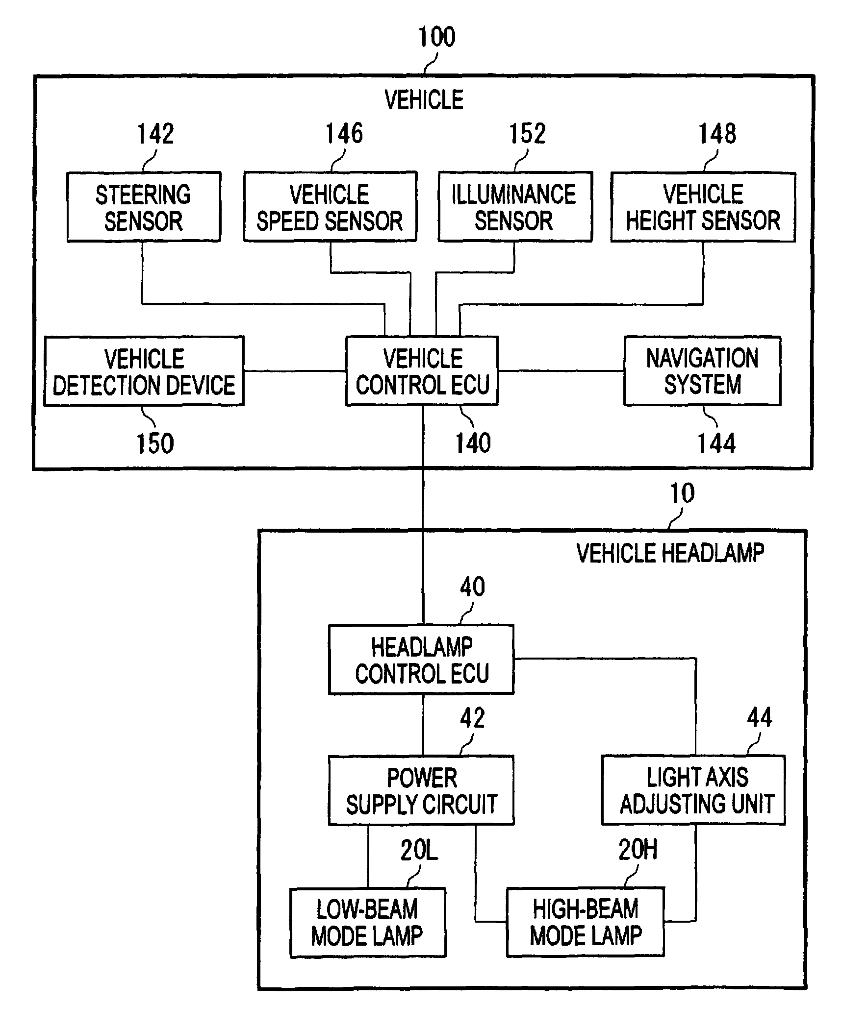 Vehicle headlamp including control to reduce illuminance of additional light distribution pattern and method of controlling the same
