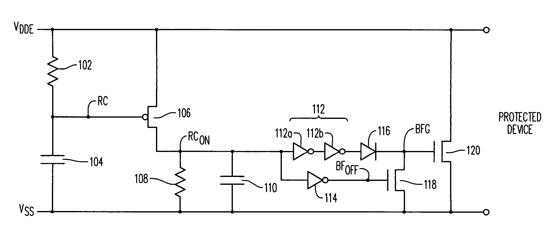 Electrostatic discharge device with variable on time
