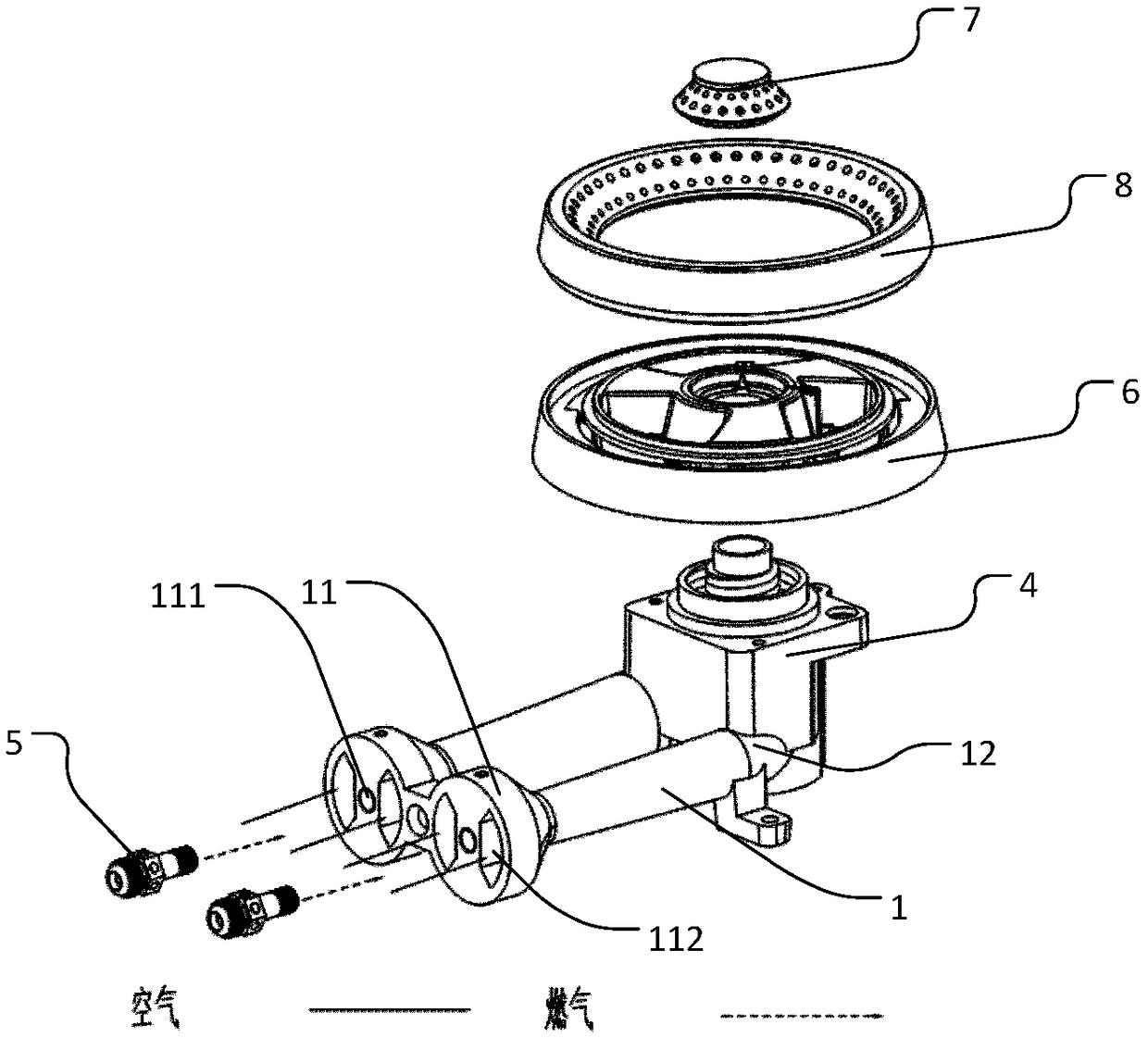 Burner and fuel gas burning device