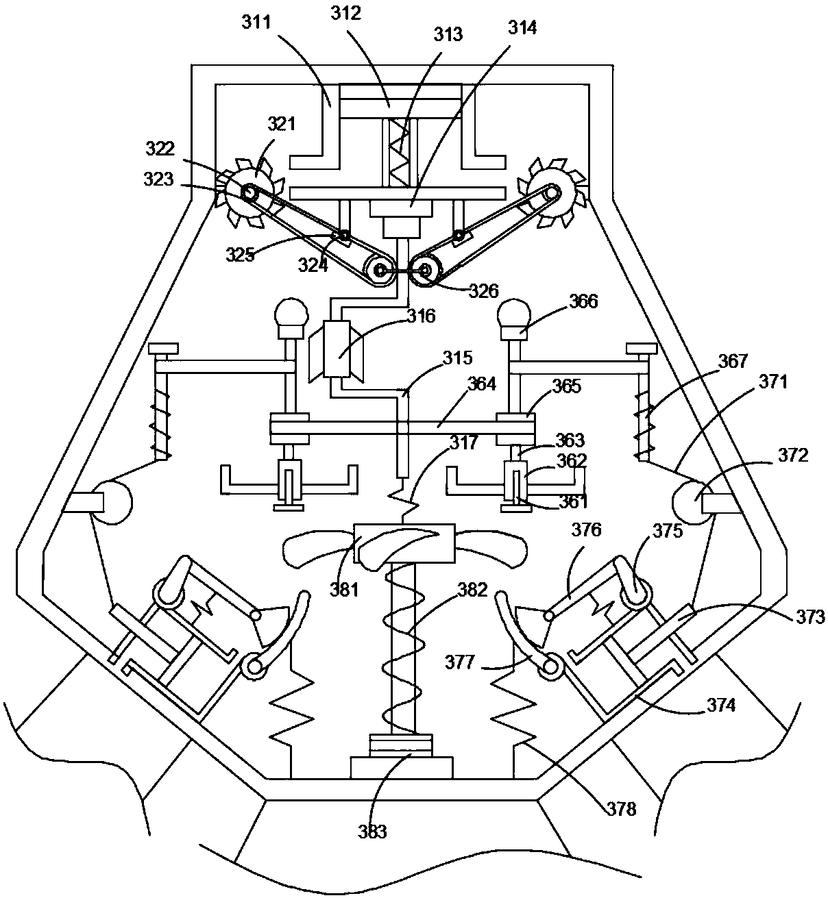 Kitchen stirring and grinding device