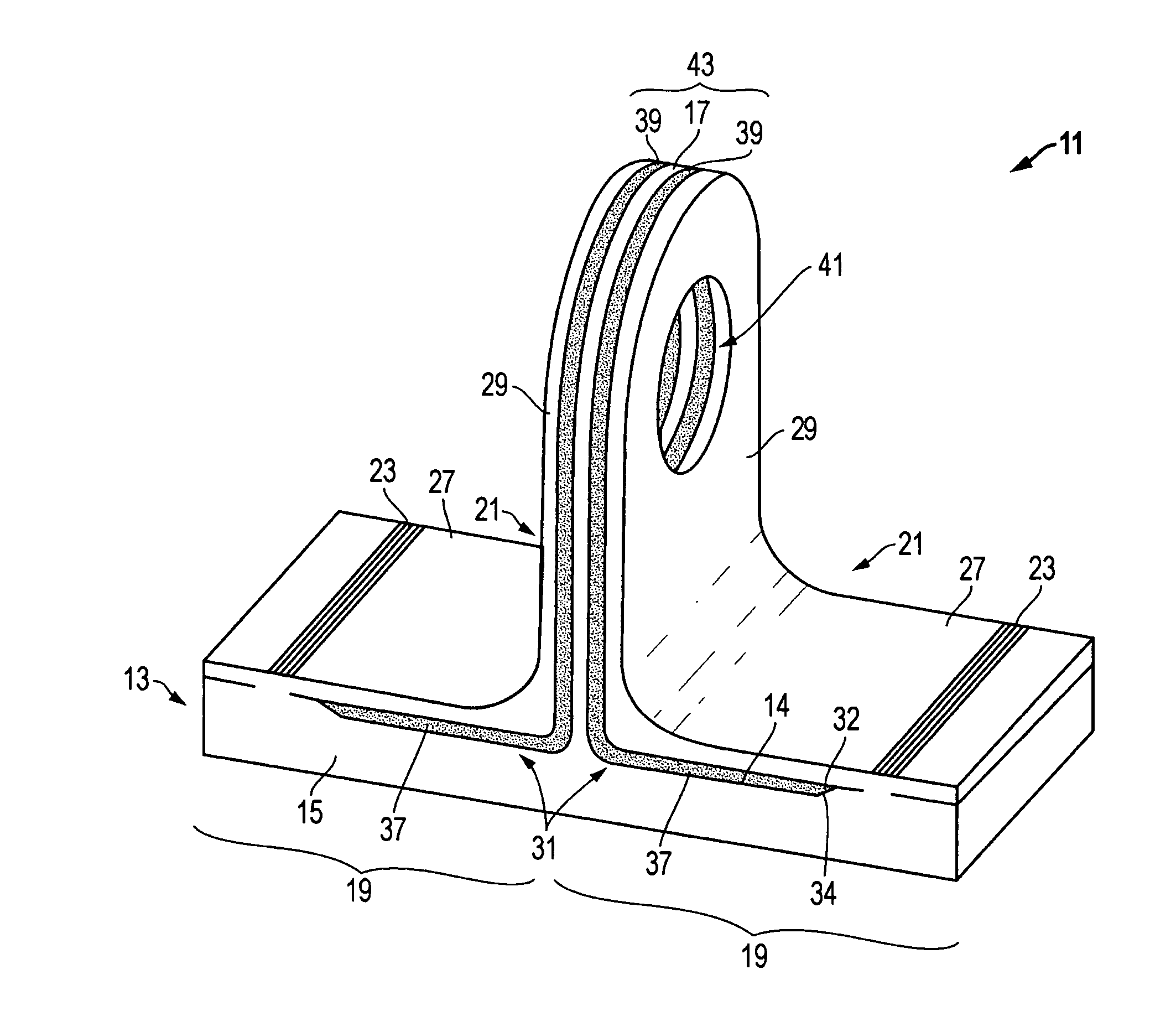 System, method, and apparatus for structural lug formed from a combination of metal and composite laminate materials