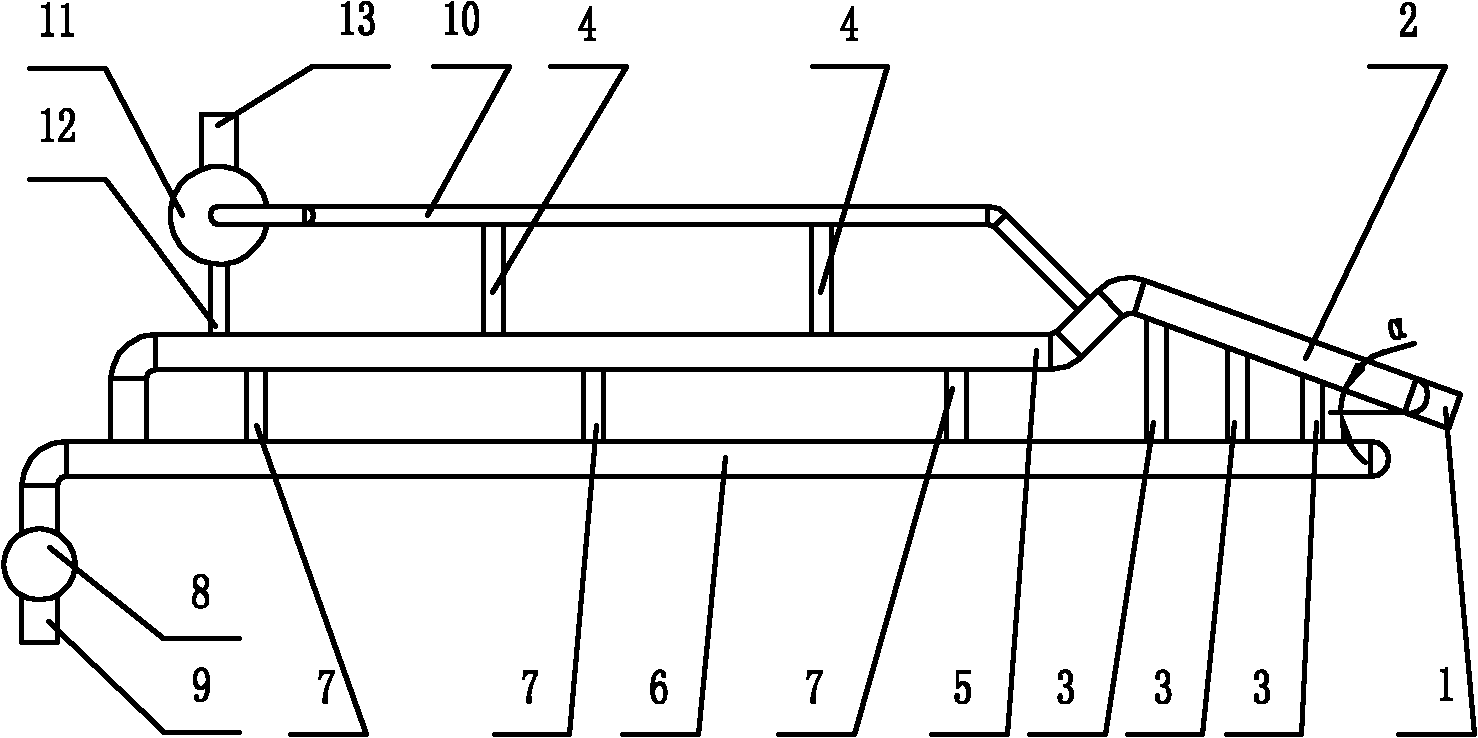 Updip entrance double-layer tubular slug flow catcher
