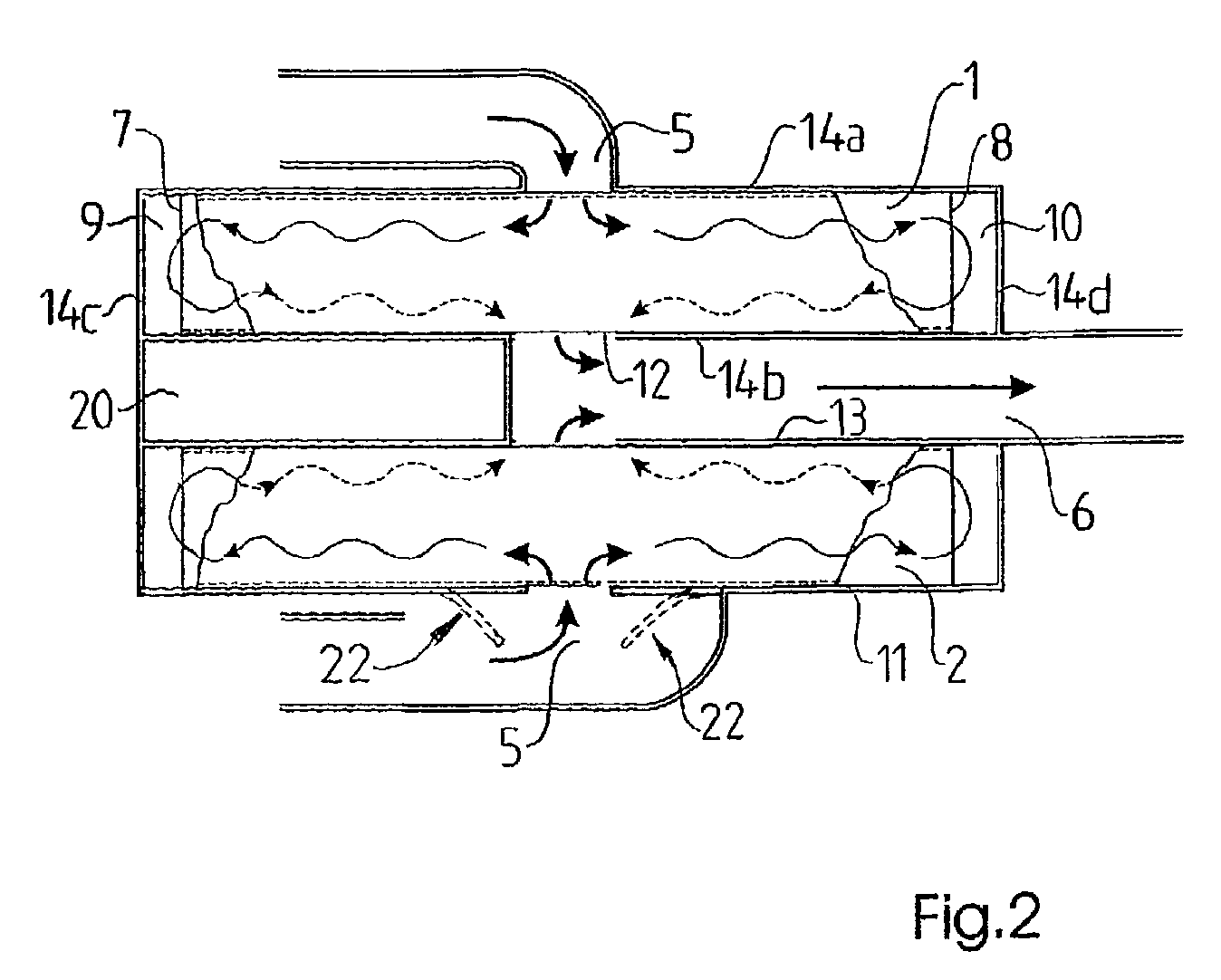 Device for catalytic treatment of a gas flow