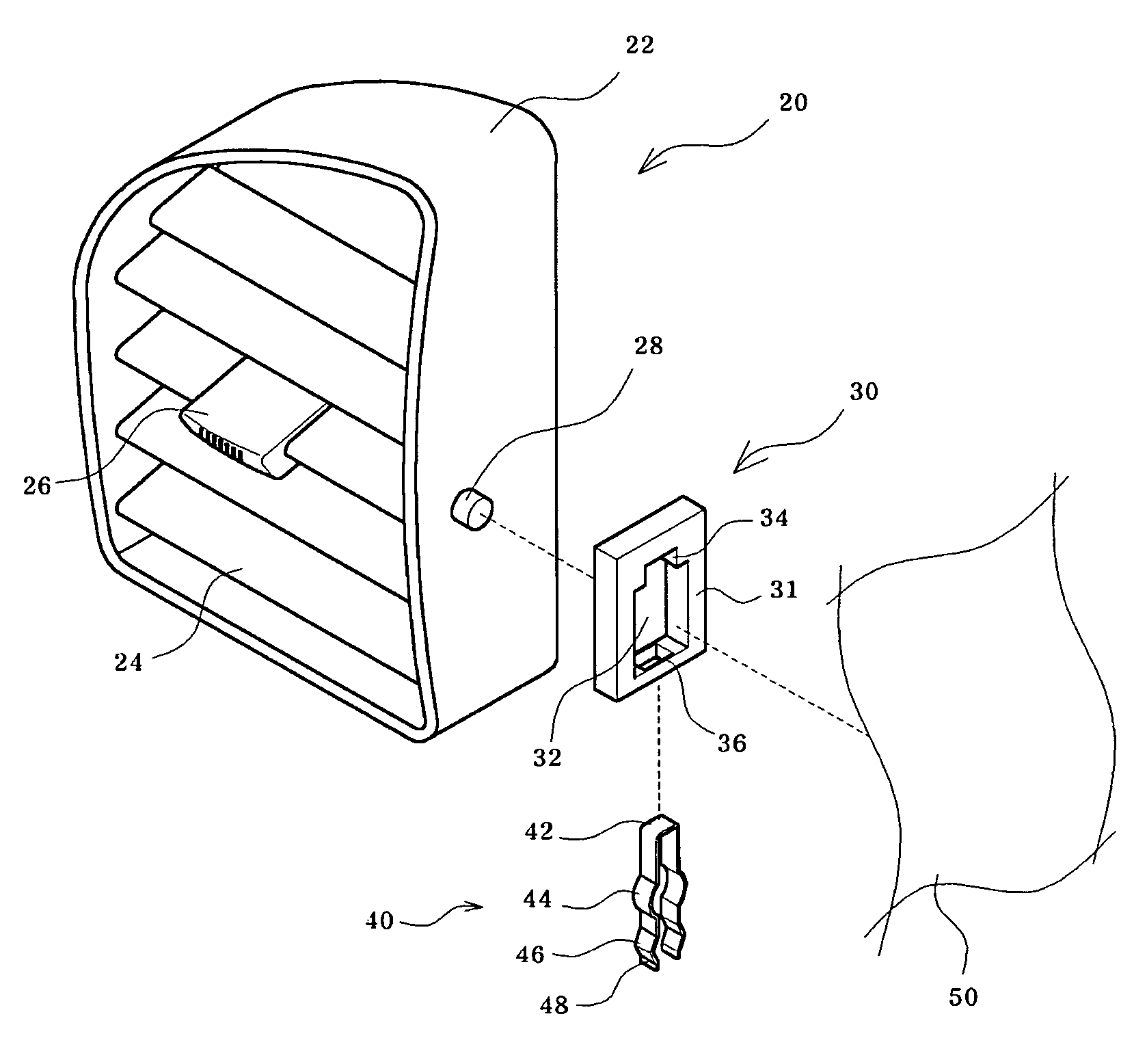 Hinge structure of an air vent grill