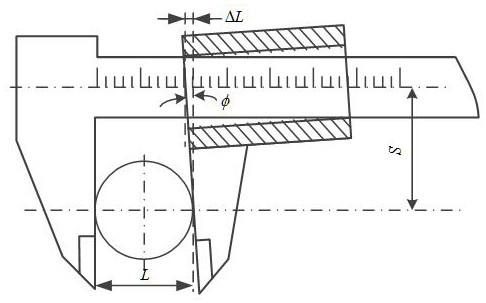 A vernier caliper capable of effectively reducing Abbe error and its measuring method