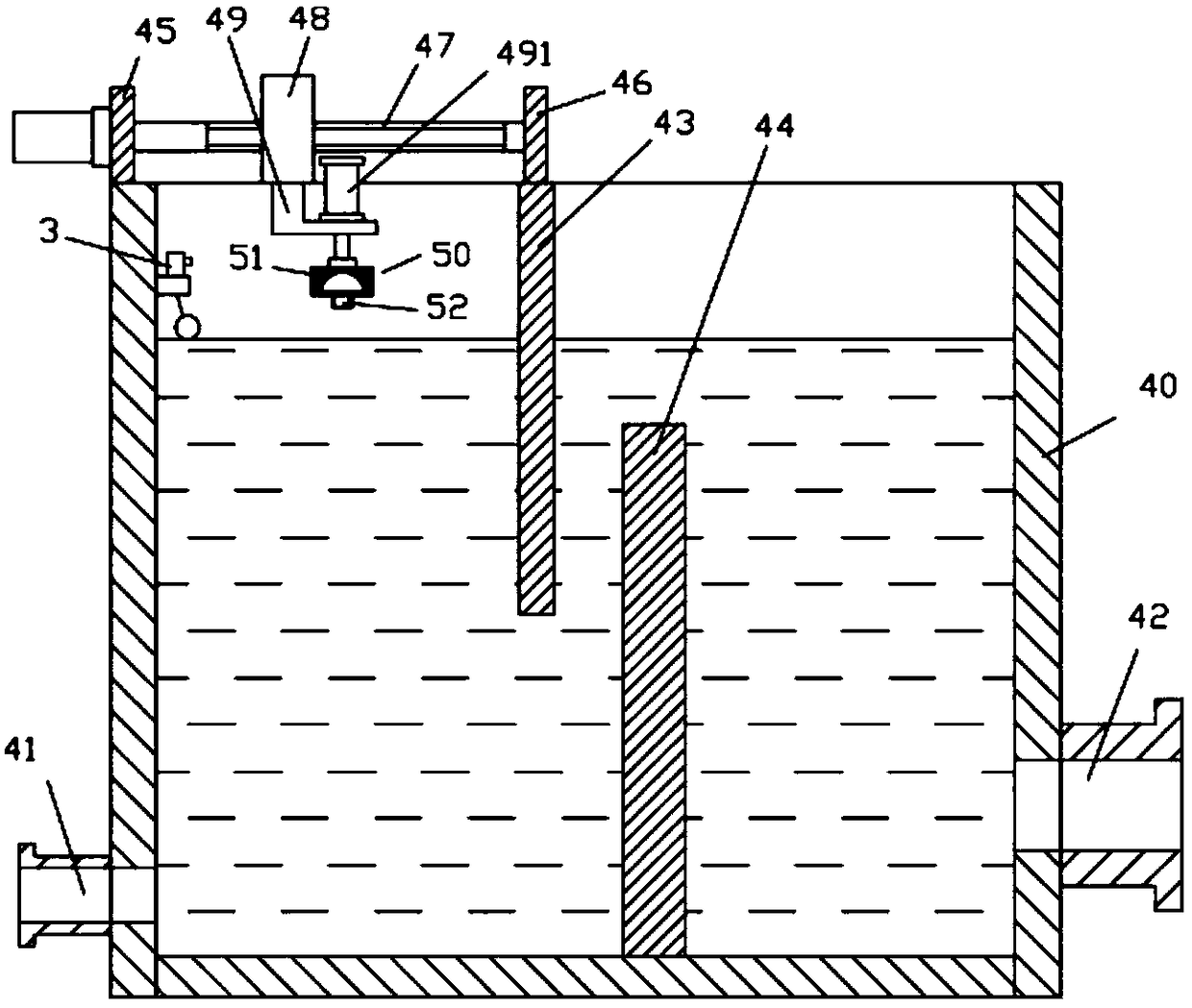 A printing and dyeing water liquid degreasing and filtering device