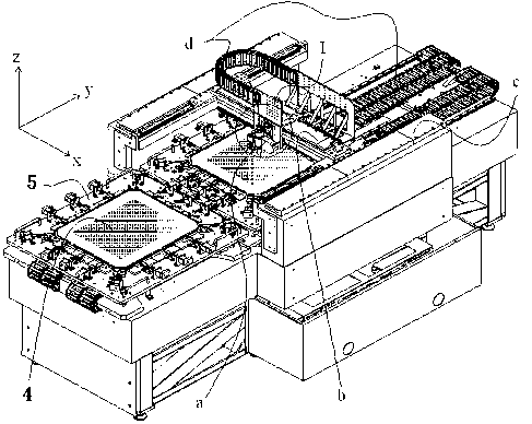 Measuring and welding device in metal mask assembling machine and moving mechanism thereof