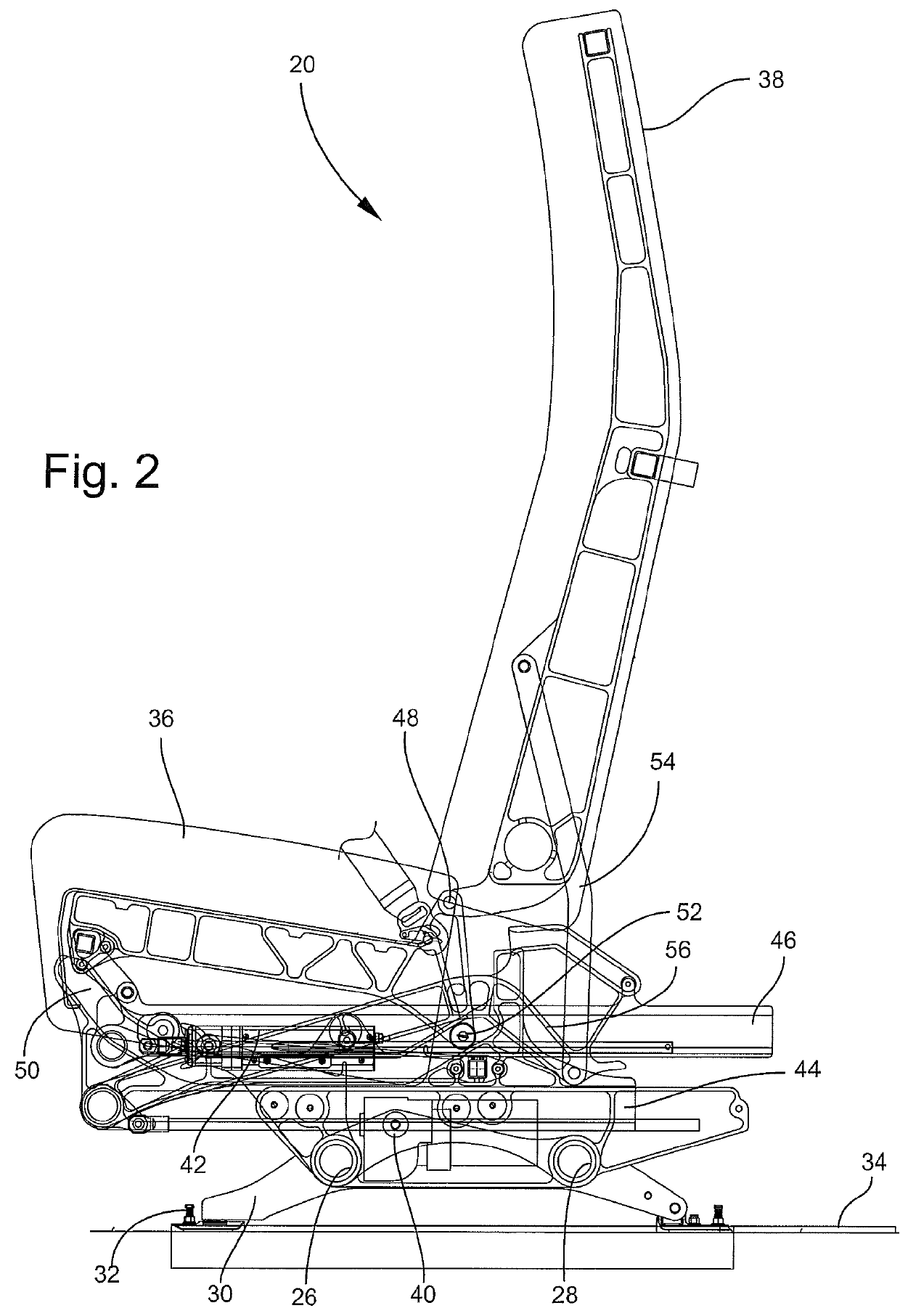 Aircraft seat employing dual actuators for seat translaton and seat recline